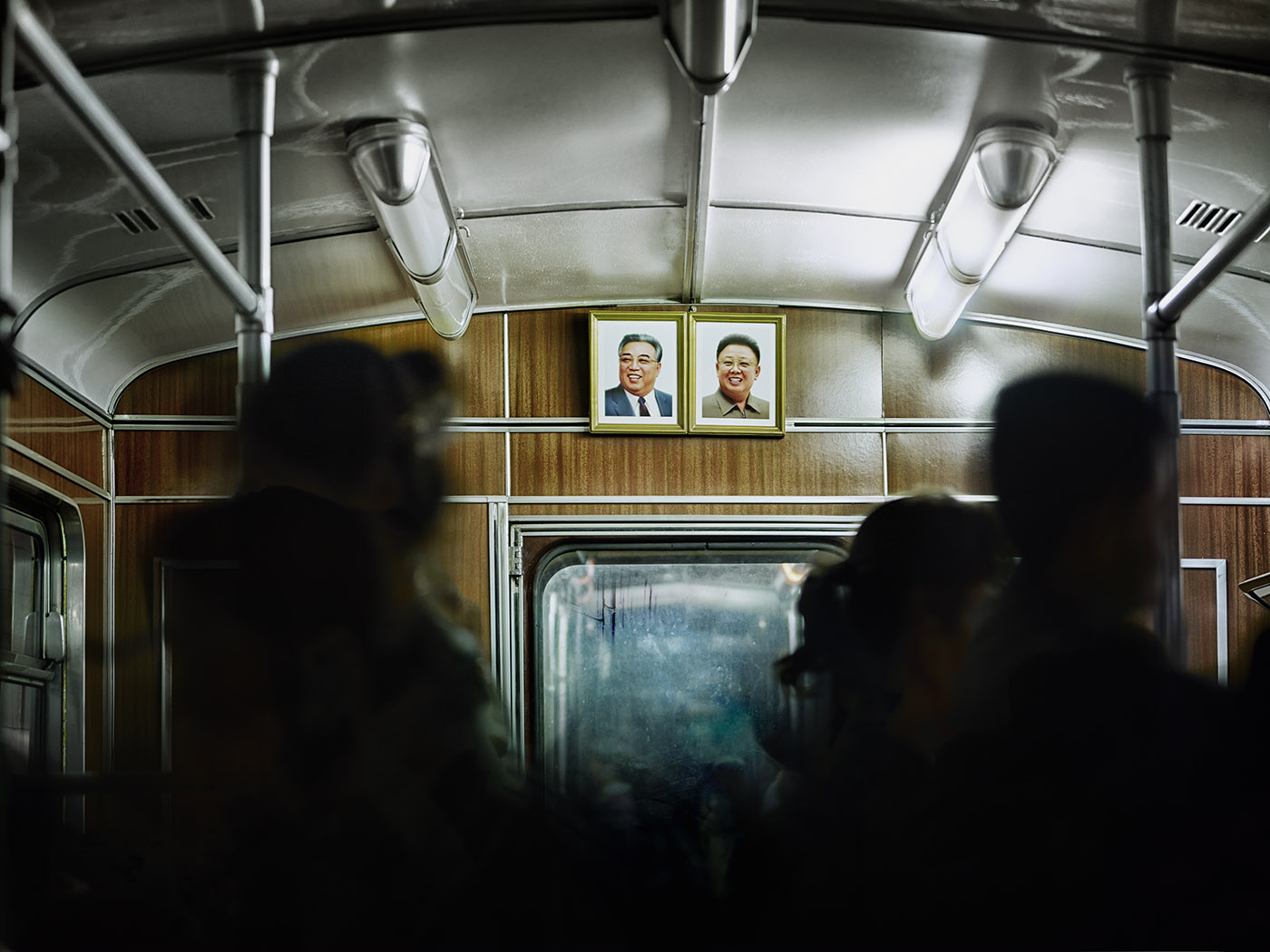 Portraits of the leaders in a Pyongyang Metro car The Pyongyang Metro opened in 1973 and currently consists of two lines