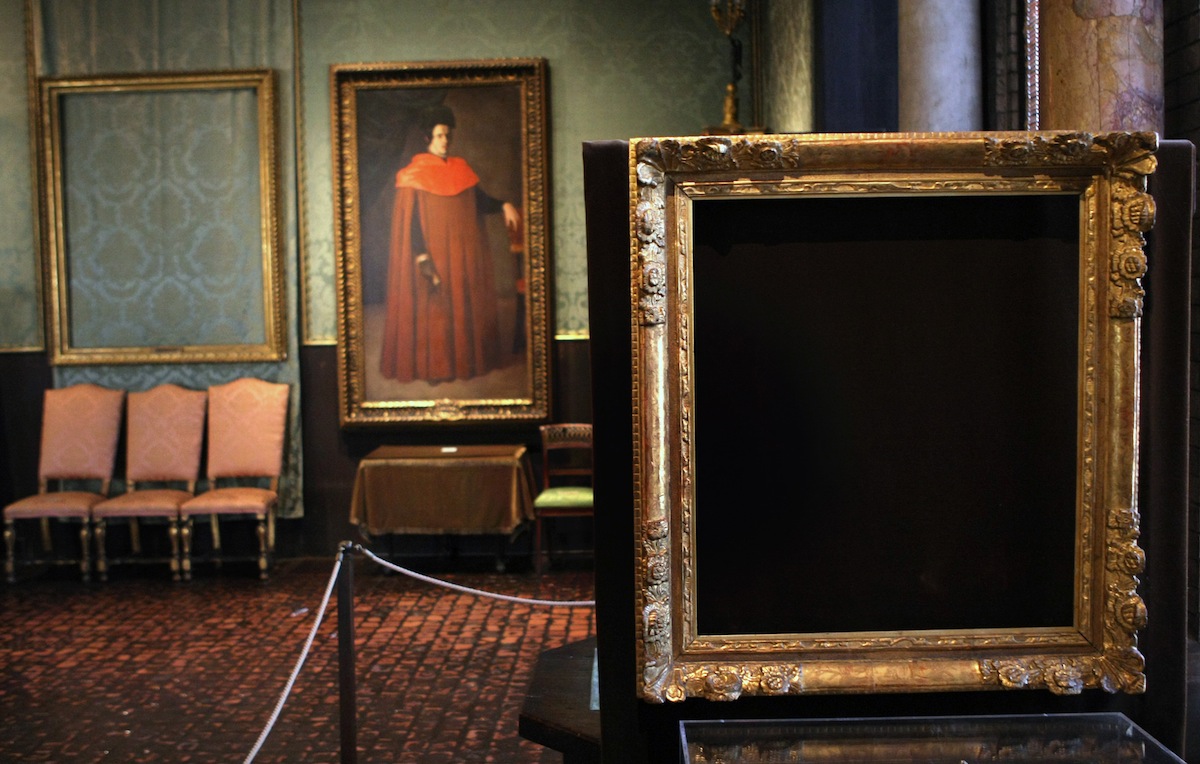 An empty frame on the right is where Vermeer's "The Concert," circa 1658 - 166, once was. (David L Ryan—Boston Globe / Getty Images)