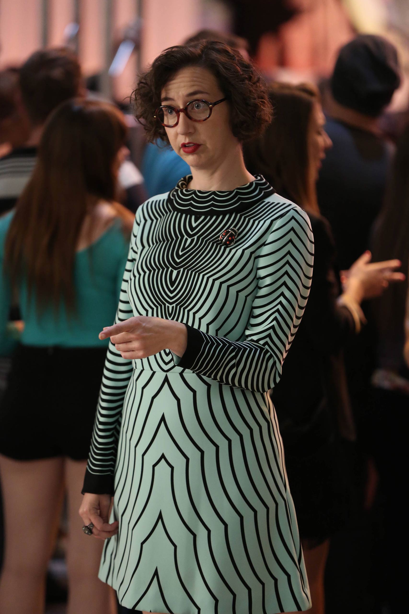 GLEE: Kristen Schaal guest-stars as a famous television writer in the "The Untitled Rachel Berry Project" season finale episode of GLEE airing Tuesday, May 14 (8:00-9:00 PM ET/PT) on FOX. ©2014 Fox Broadcasting Co. CR: Mike Yarish/FOX