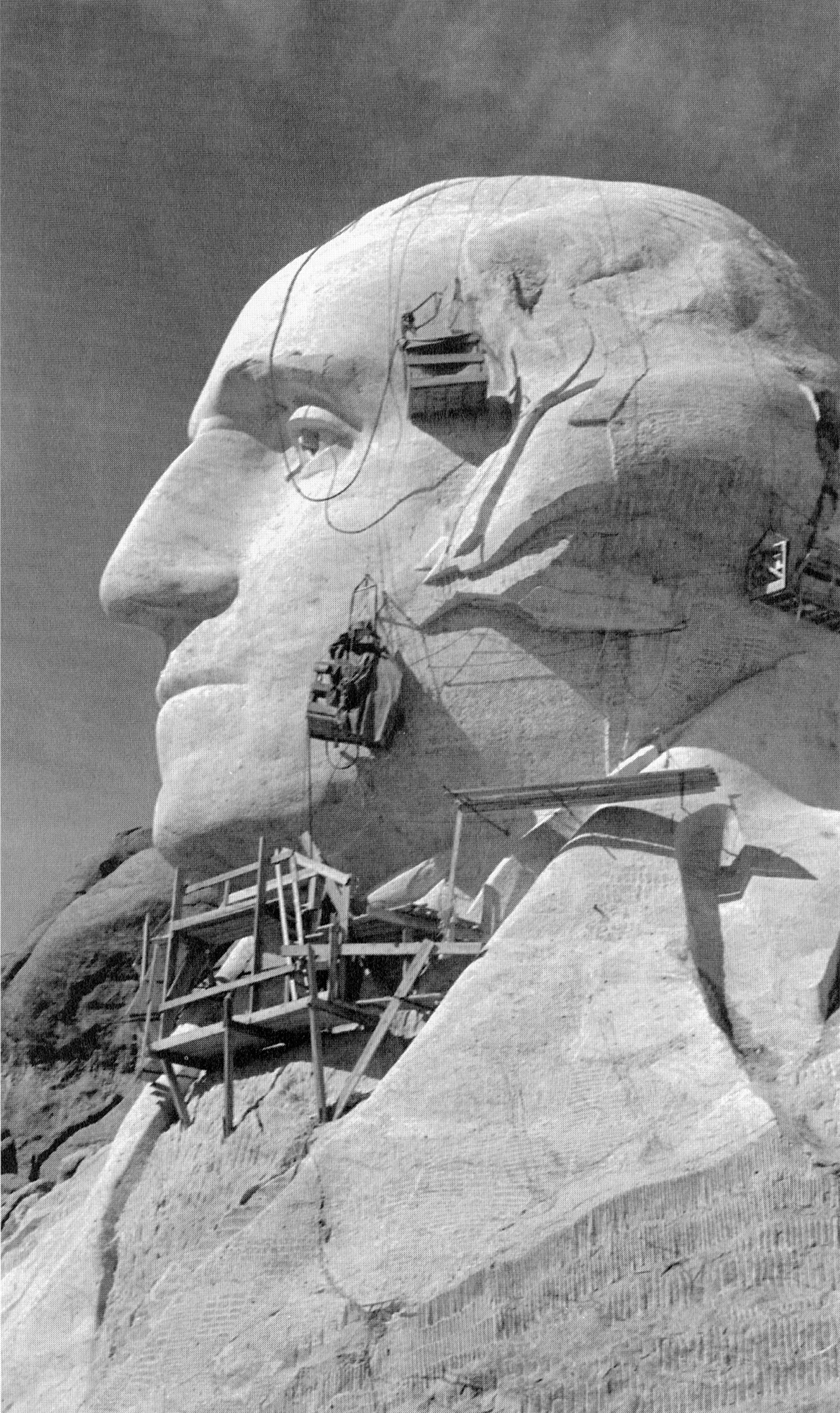 George Washington's face under construction, c. 1930s.