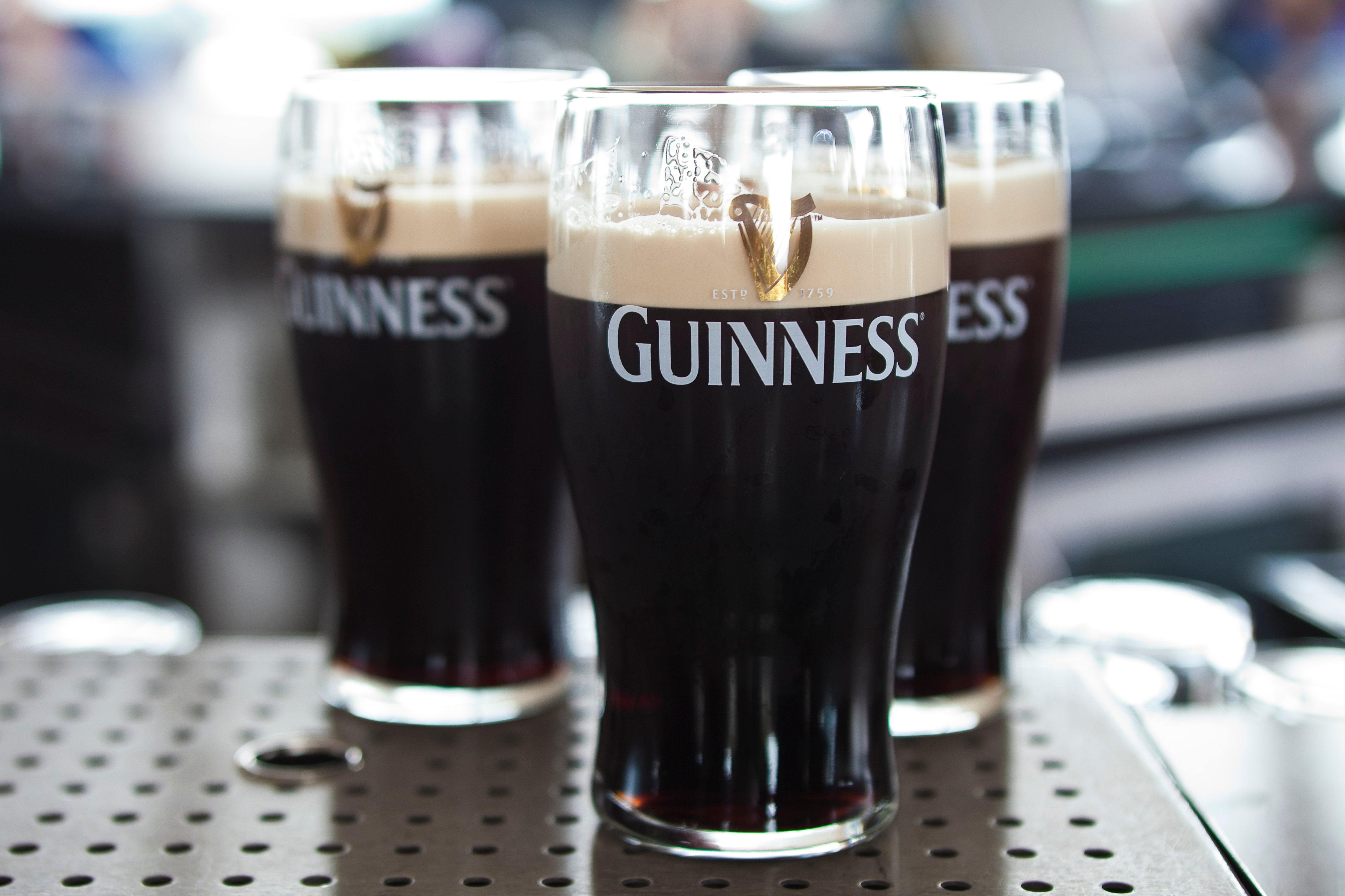 Pints of Guinness at Gravity Bar at Guinness Storehouse.