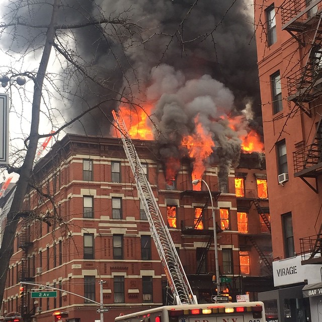 Henry Lihn posted this photo on Instagram of the East Village building fire on March 26, 2015 in New York City.