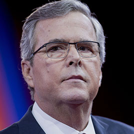 Jeb Bush, former governor of Florida, listens to a question during an interview with Sean Hannity at (CPAC) in National Harbor, Md. on Feb. 27, 2015.