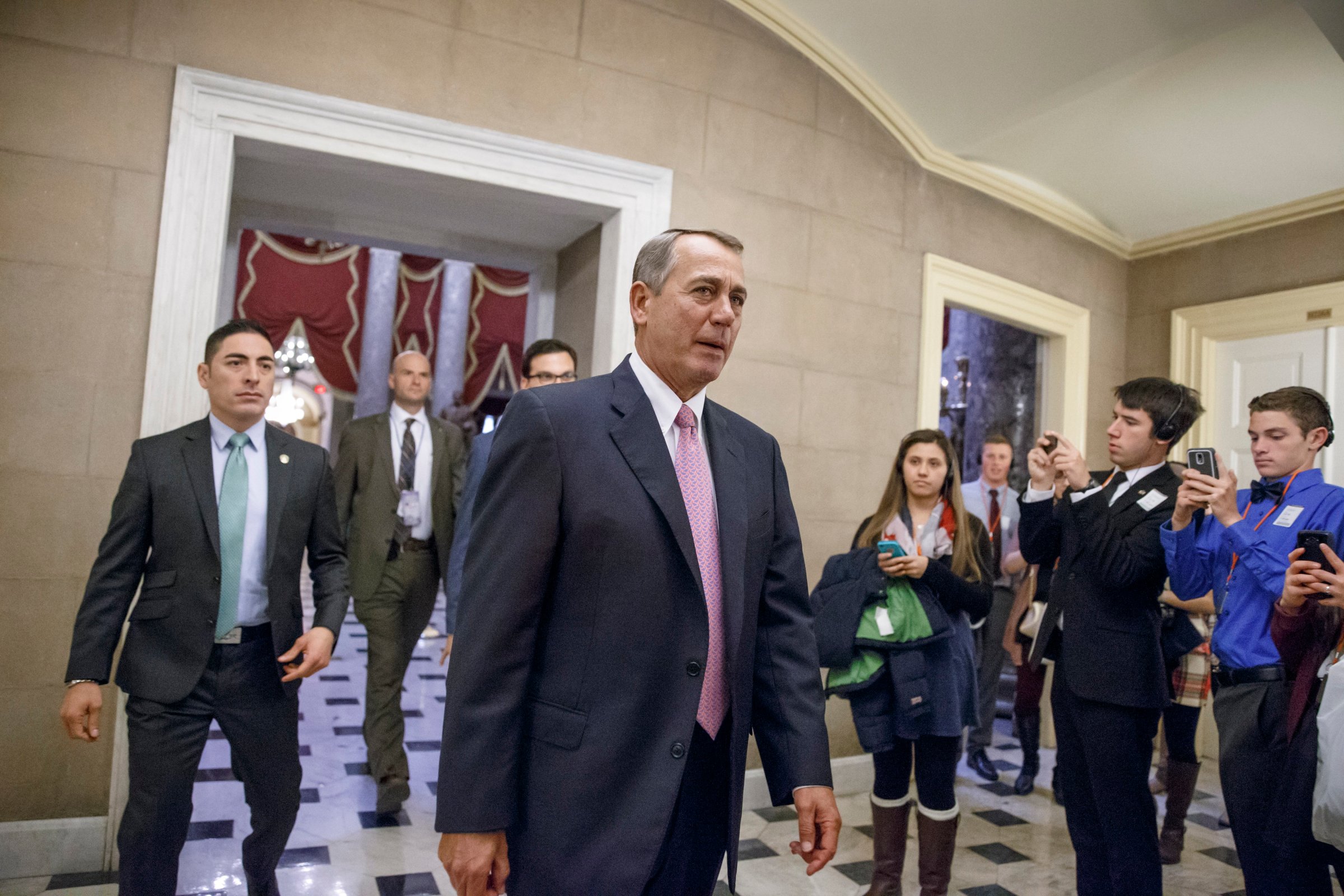 House Speaker John Boehner of Ohio returns to his office on Capitol Hill in Washington on March 3, 2015.