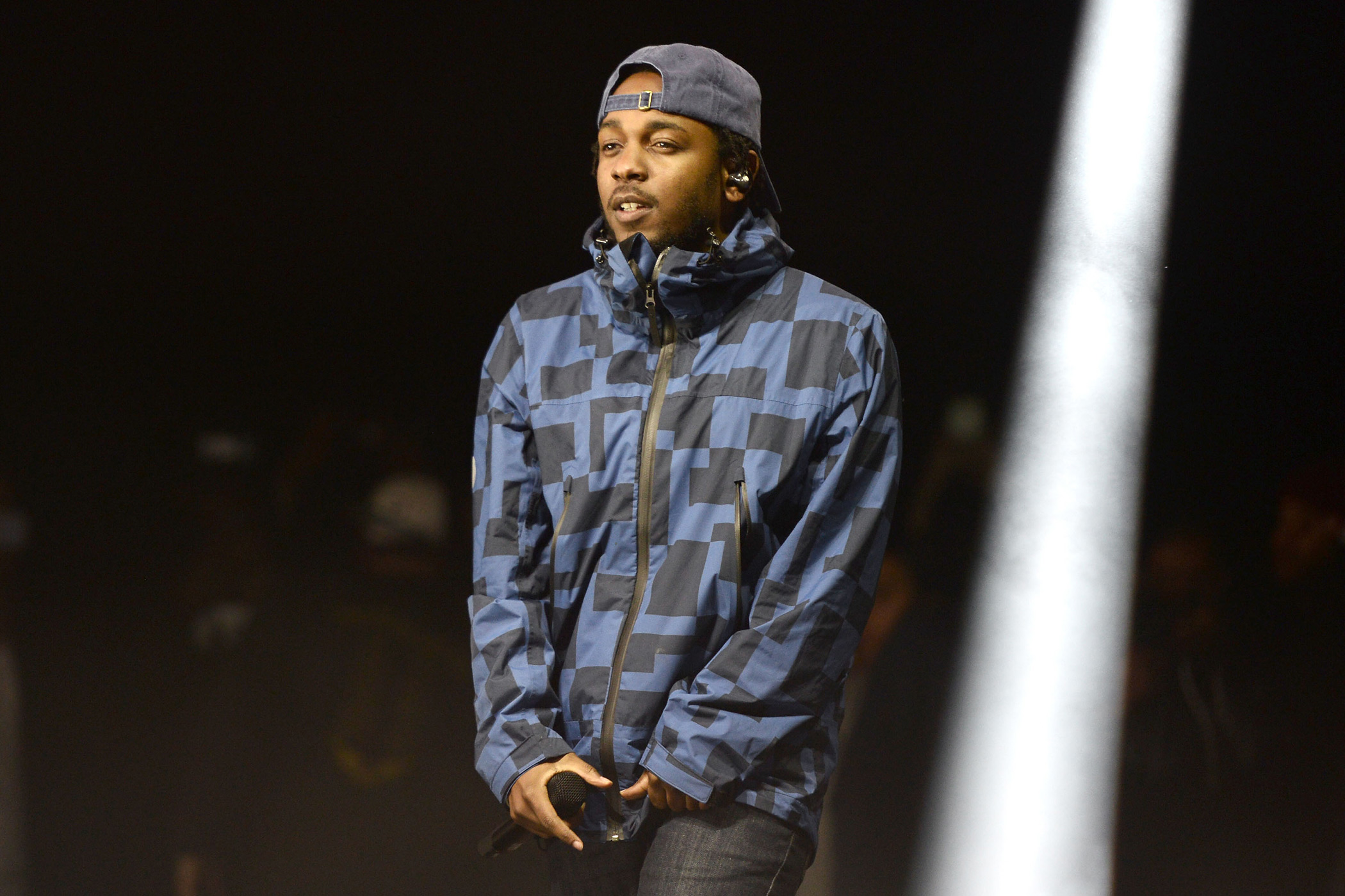 Kendrick Lamar performs onstage at the Rose Bowl in Pasadena, Calif., on Feb. 21, 2015 (Scott Dudelson—Getty Images)