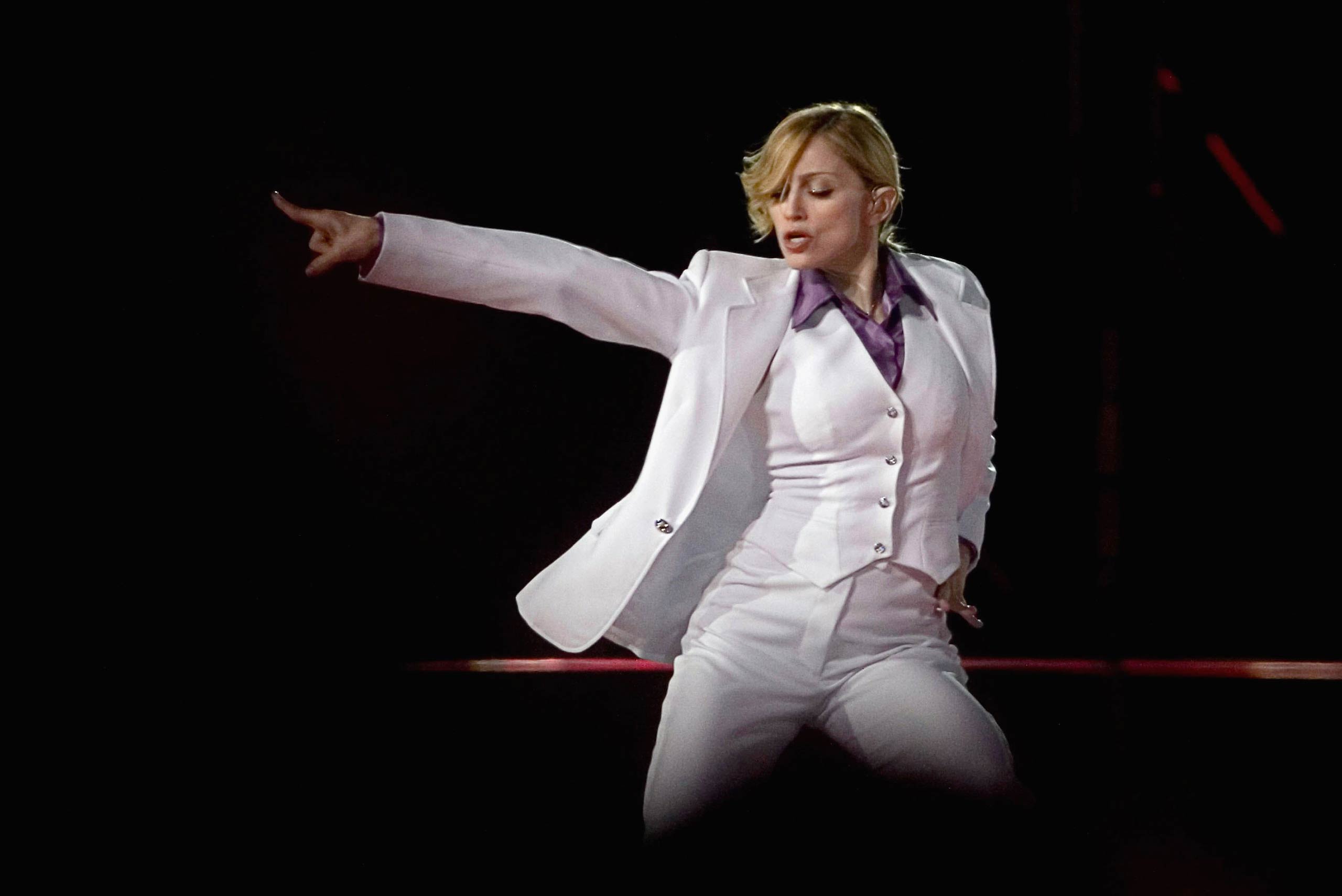 Madonna performs in Moscow in 2006.