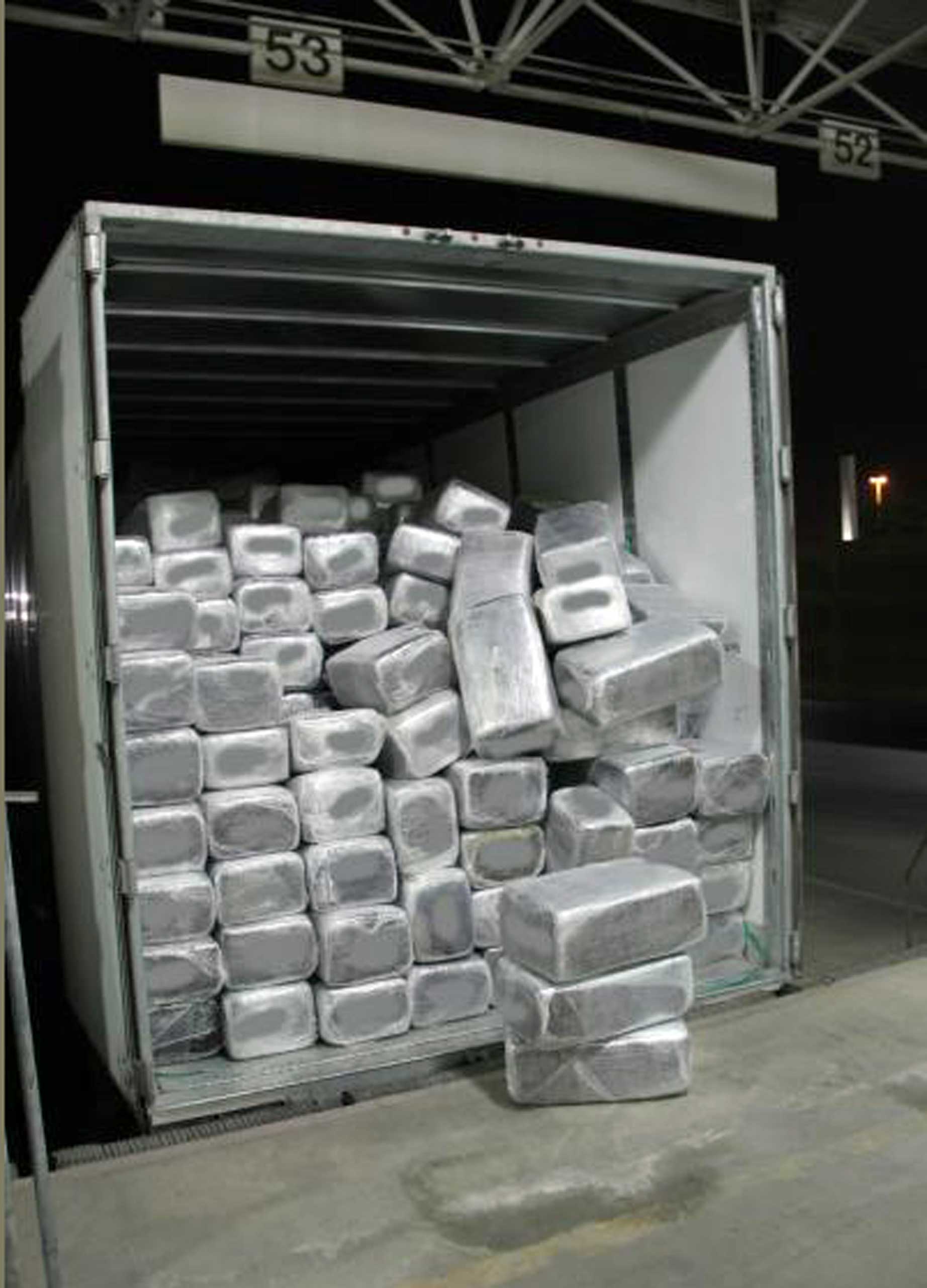 More than 15 tons of marijuana hidden in a truck was seized by the Border Patrol at the Otay Mesa border crossing with Mexico in San Diego, Calif., Feb. 26, 2015. (AP)