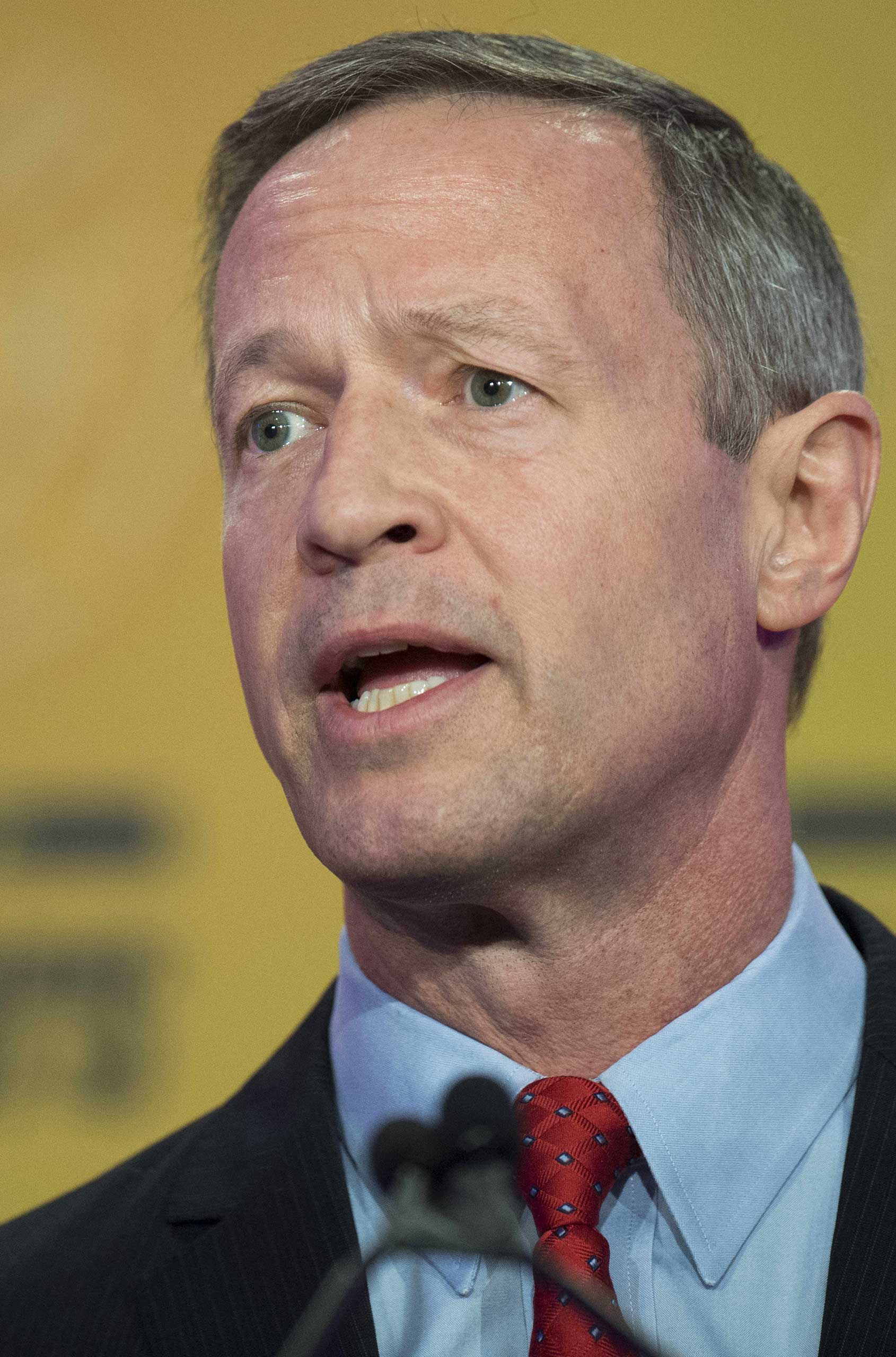 Former Democratic Maryland Governor Martin O'Malley addresses the 2015 International Association of Fire Fighters (IAFF) Alfred K. Whitehead Legislative Conference and Presidential Forum in Washington, DC, March 10, 2015. (Jim Watson—AFP/Getty Images)