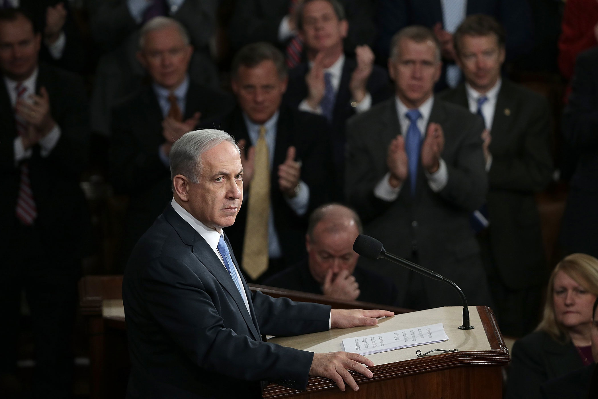 Israeli Prime Minister Benjamin Netanyahu addresses a joint meeting of the United States Congress in the House chamber at the U.S. Capitol on March 3, 2015 in Washington, DC. (Win McNamee—Getty Images)