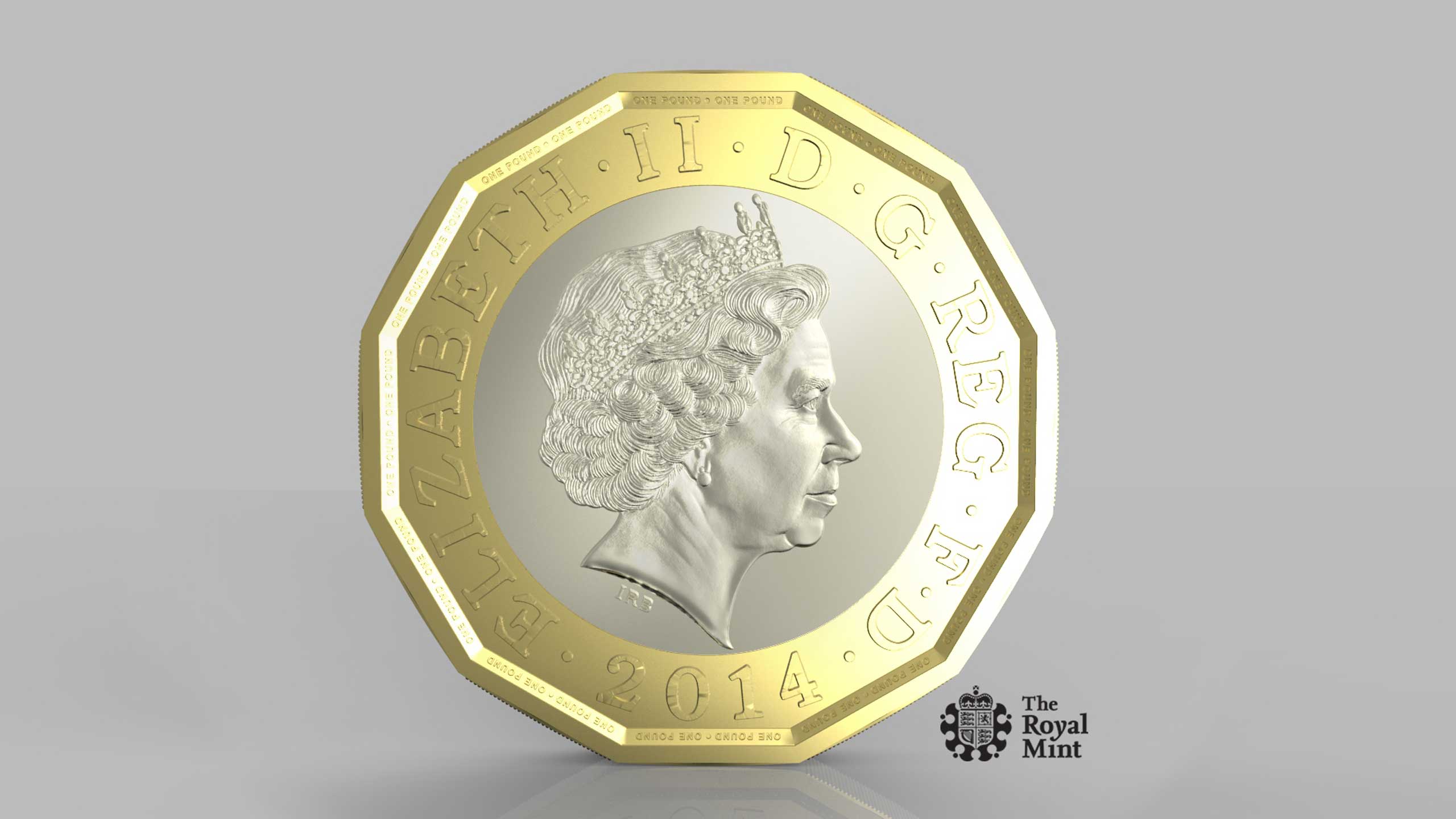 This photo issued by HM Treasury shows the side of a new one pound coin announced by the Government. (The Royal Mint&mdash;AP)