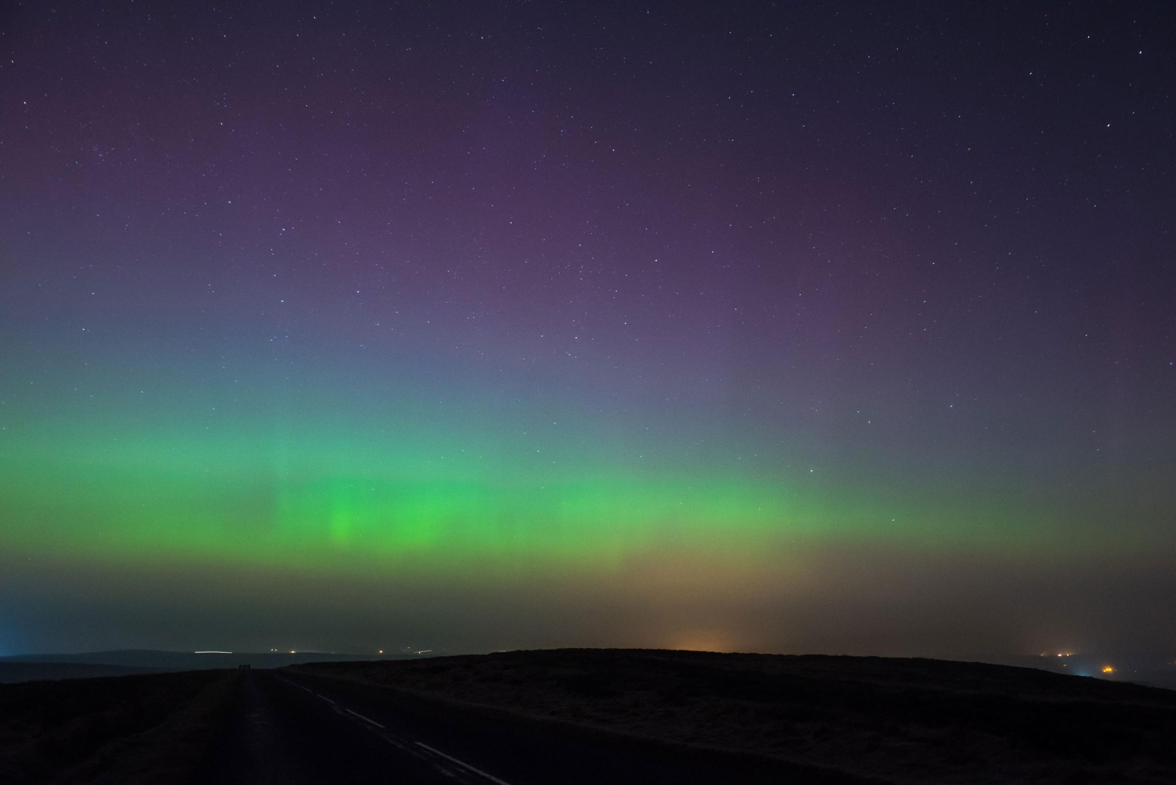 The Northern Lights above the Staffordshire moorlands in England on March 17, 2015.