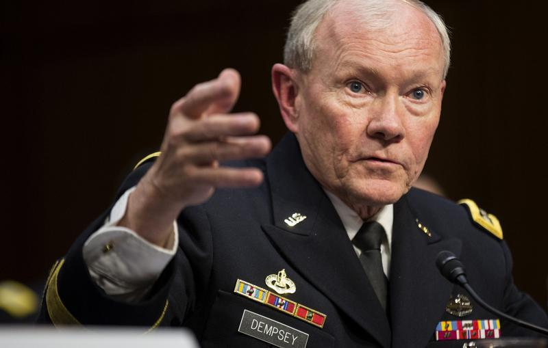 Chairman of the Joint Chiefs of Staff Army Gen. Martin Dempsey testifies before a Senate Armed Services Committee hearing on Capitol Hill