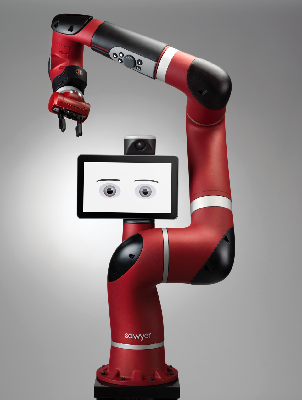 A view of Sawyer, a smart, collaborative robot by Boston-based robotic technology company Rethink Robotics.