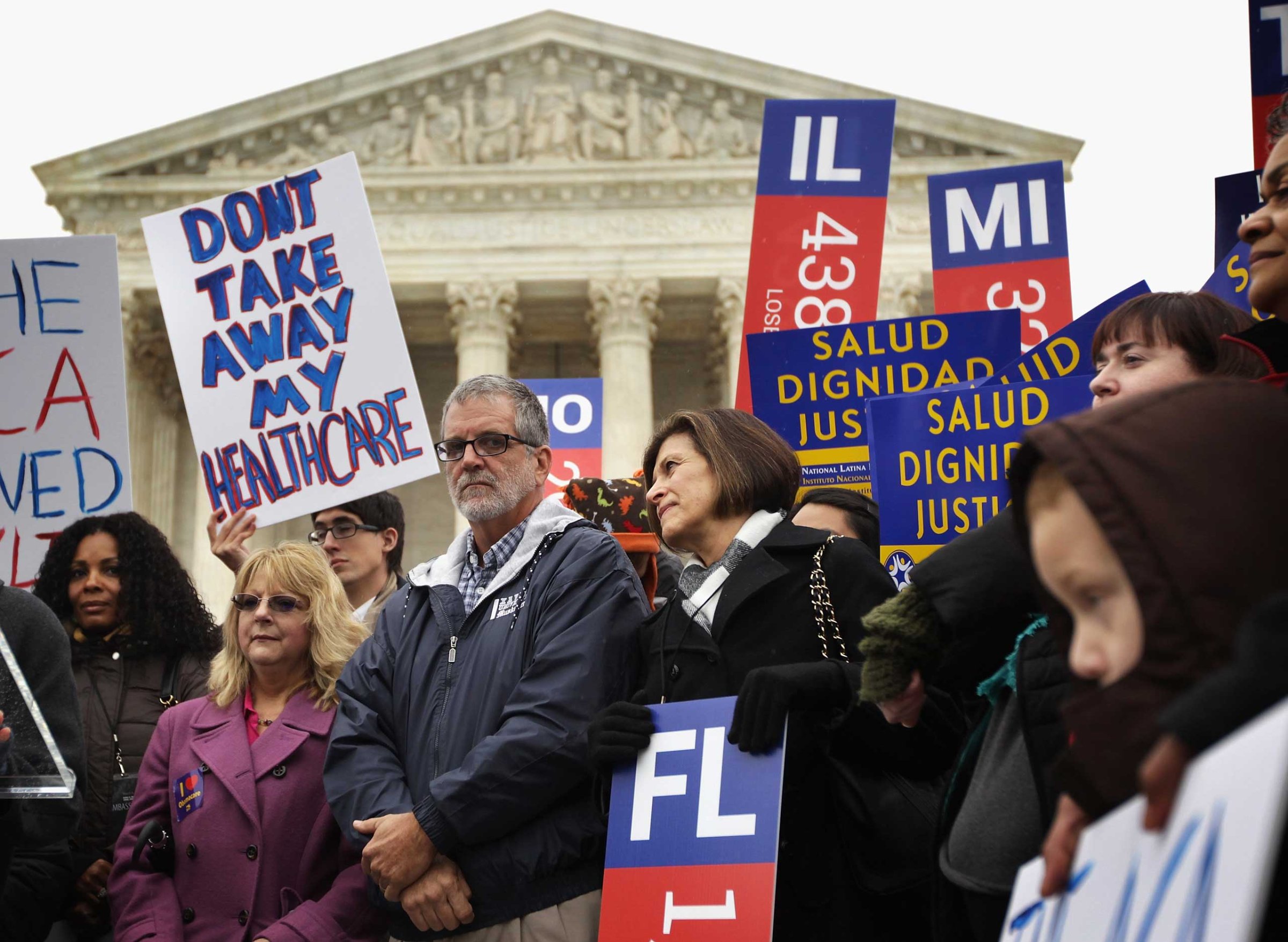 Supporters of the Affordable Care Act gather in front of the U.S Supreme Court during a rally in Washington on March 4, 2015.