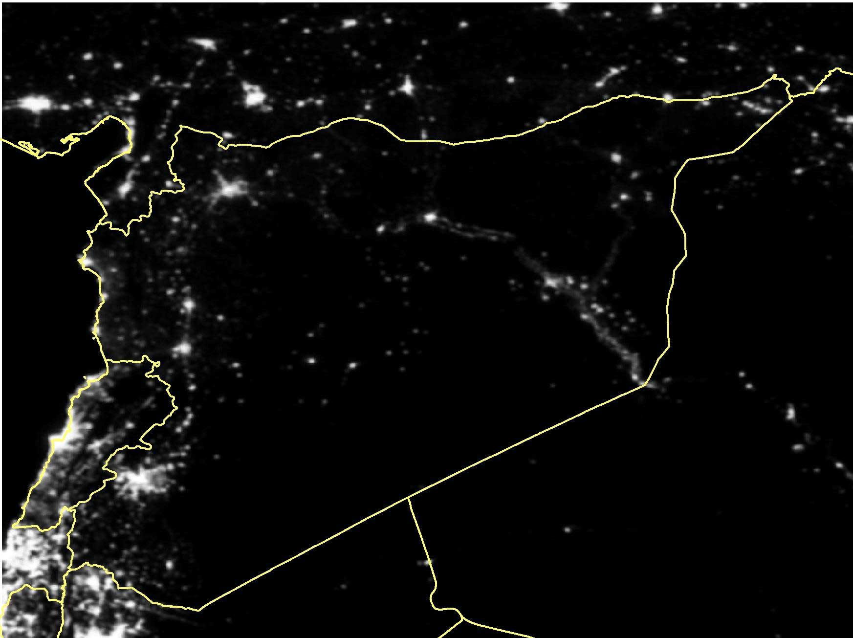 Satellite imagery of Syria in March 2012.