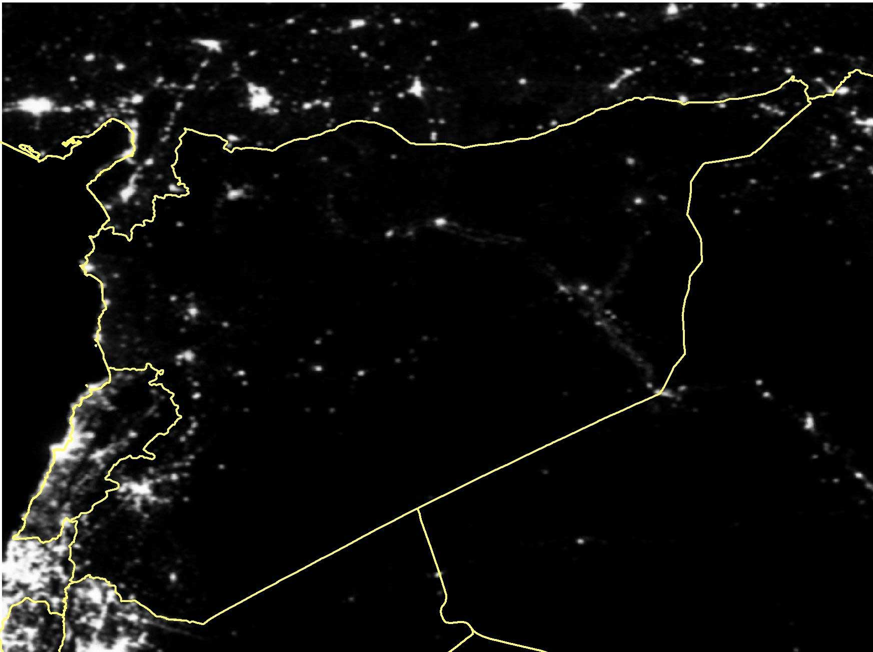 Satellite imagery of Syria in March 2014.