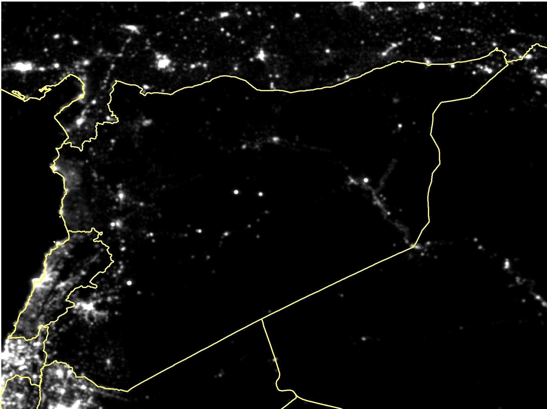 Satellite imagery of Syria in September 2014.