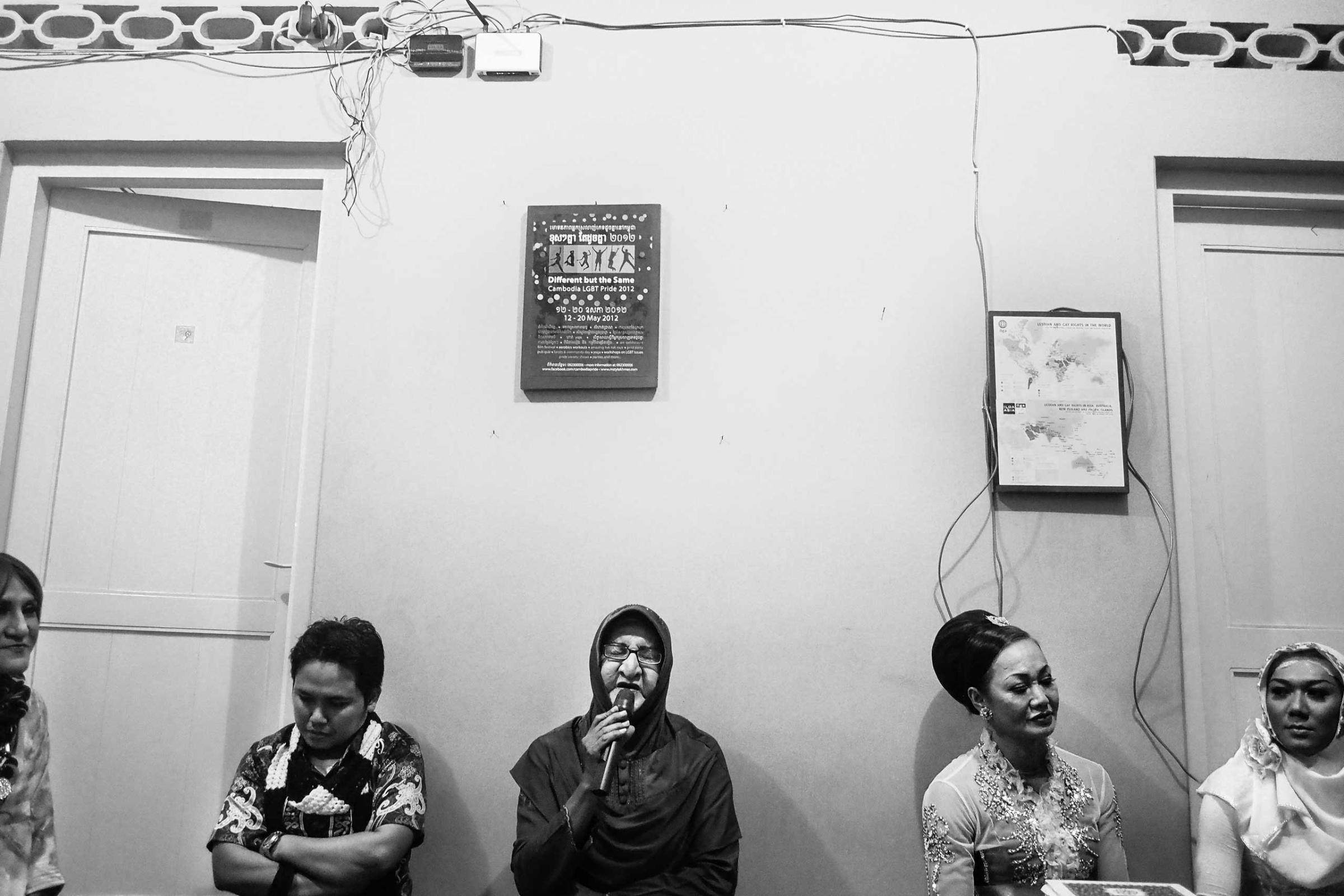 Shinta Ratri talks about sexuality and religion during a local annual meeting of LGBT and waria community in Yogyakarta.