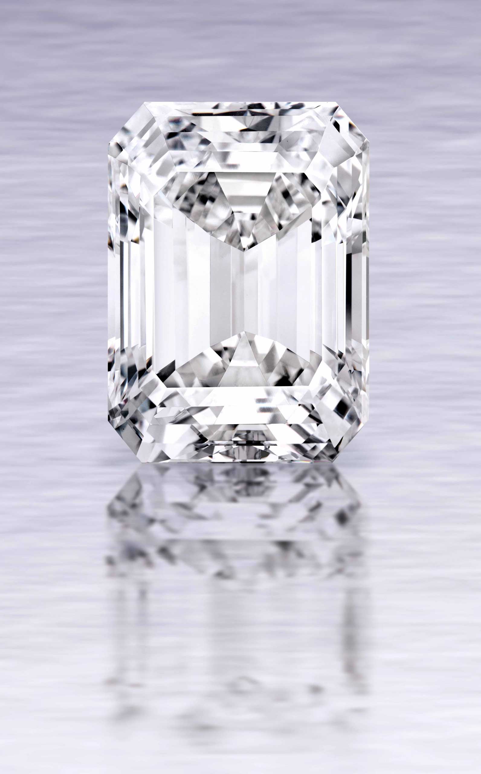 A 100-carat emerald-cut D color diamond, which was mined by De Beers in southern Africa. (Reuters)