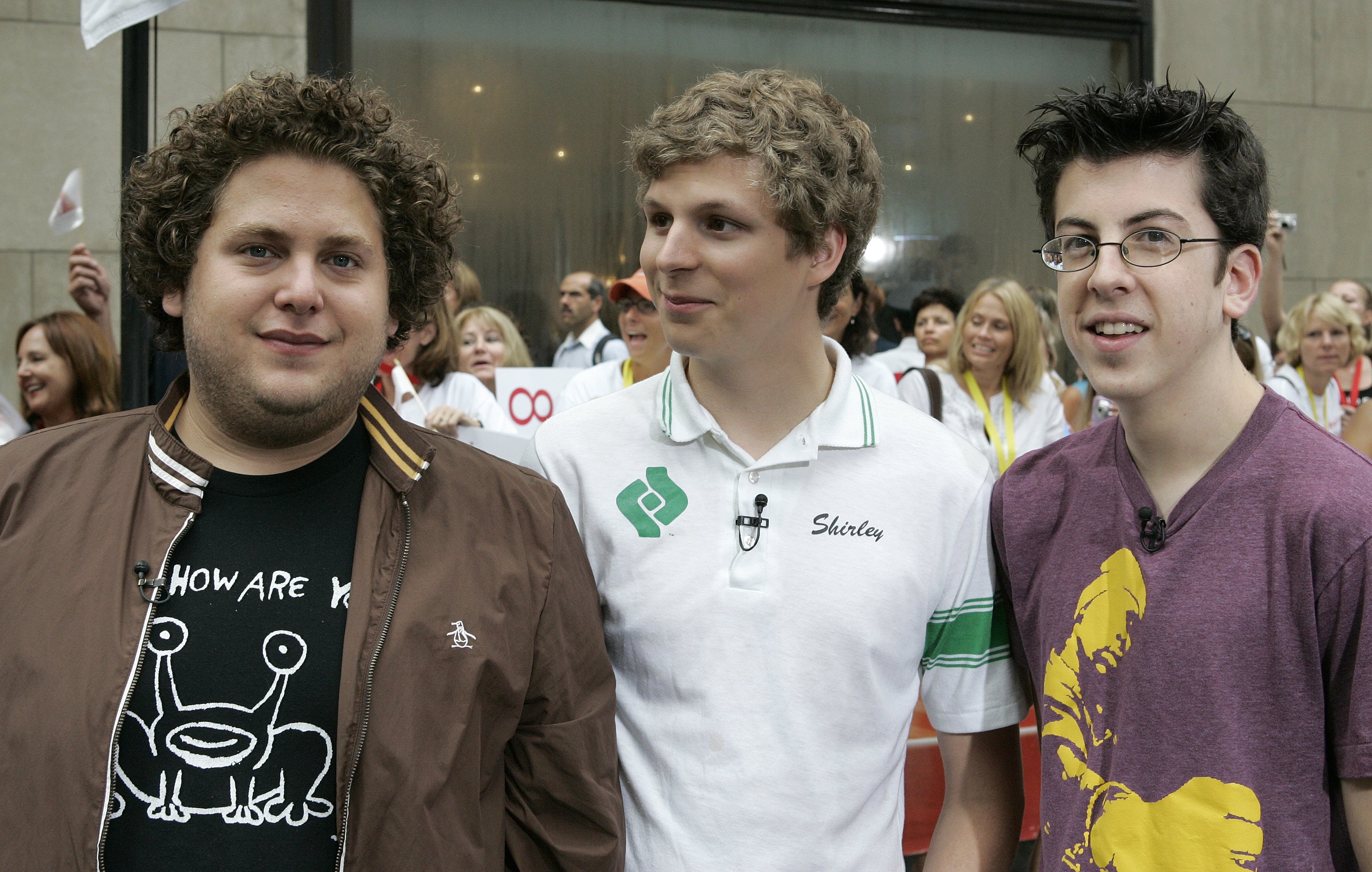 TODAY -- Pictured: (l-r) Actors Jonah Hill, Michael Ceraz and Christopher Mintz-Plasse of "Superbad" stop by the Plaza on NBC News' TODAY on August 8, 2007 (NBC NewsWire&mdash;NBC NewsWire via Getty Images)