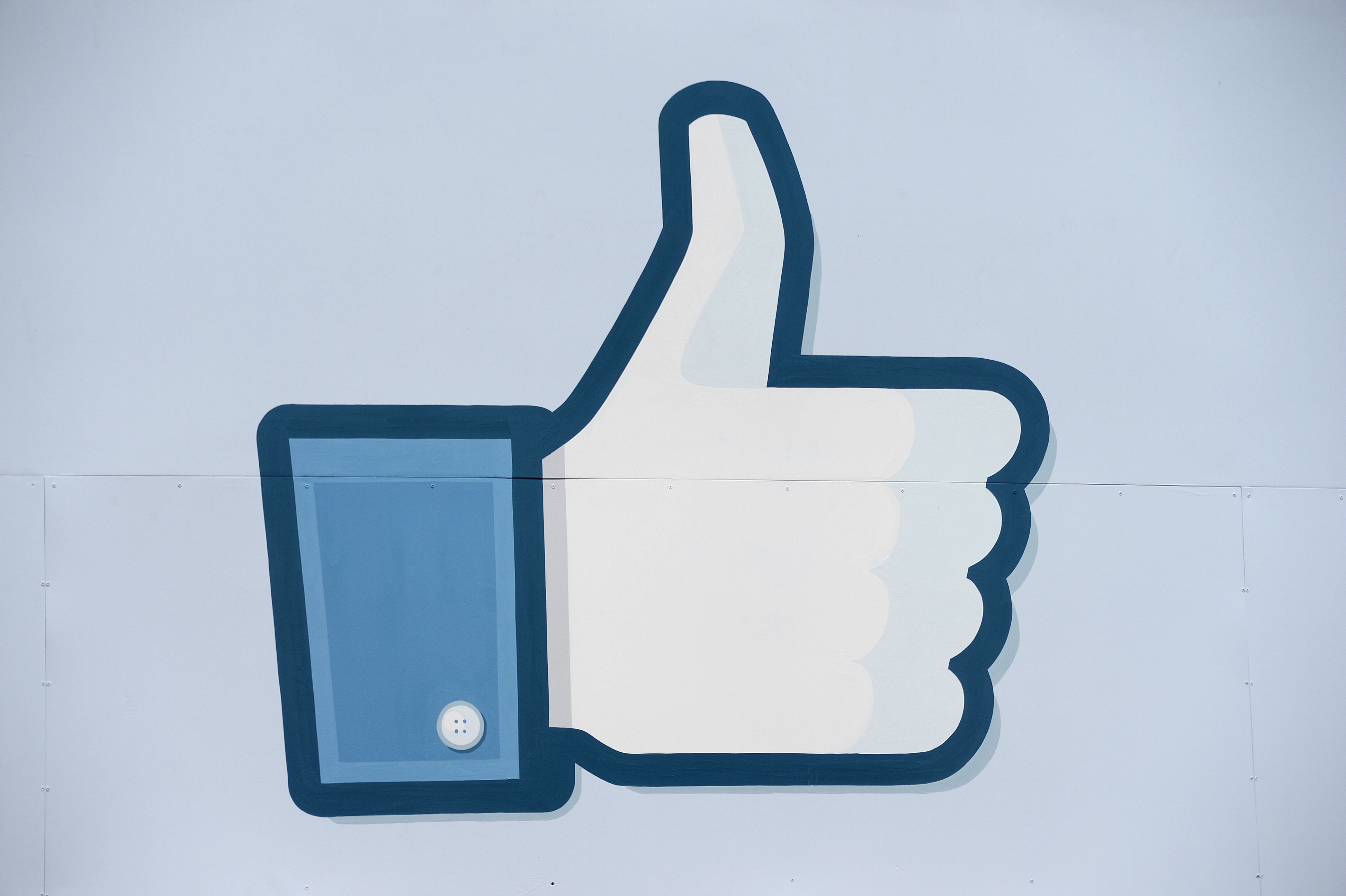 A thumbs up or "Like" icon at the Facebook main campus in Menlo Park, California, May 15, 2012. (Robyn Beck&mdash;AFP/Getty Images)