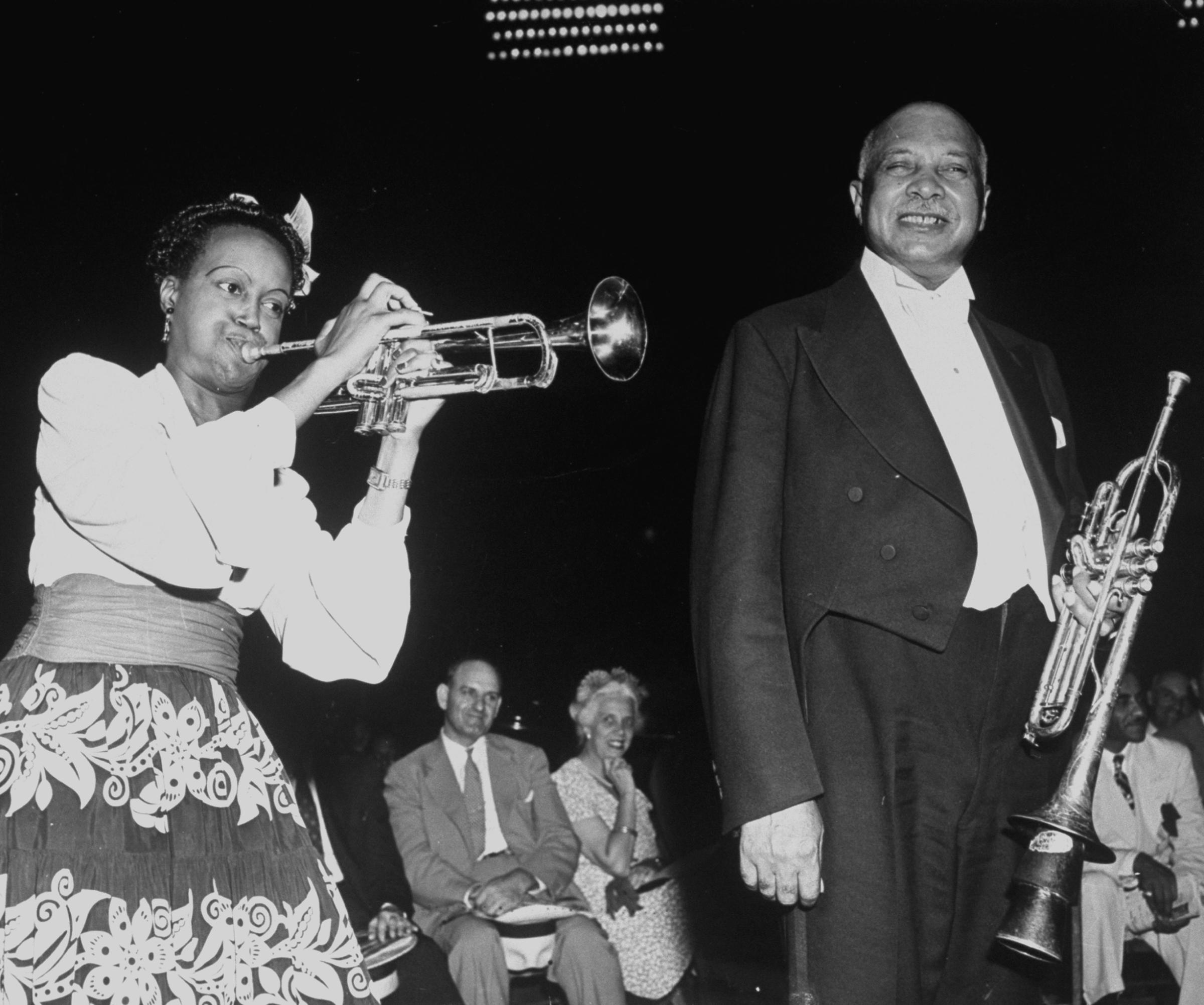 W. C. Handy and an unidentified trumpeter performing in New Orleans, 1944.