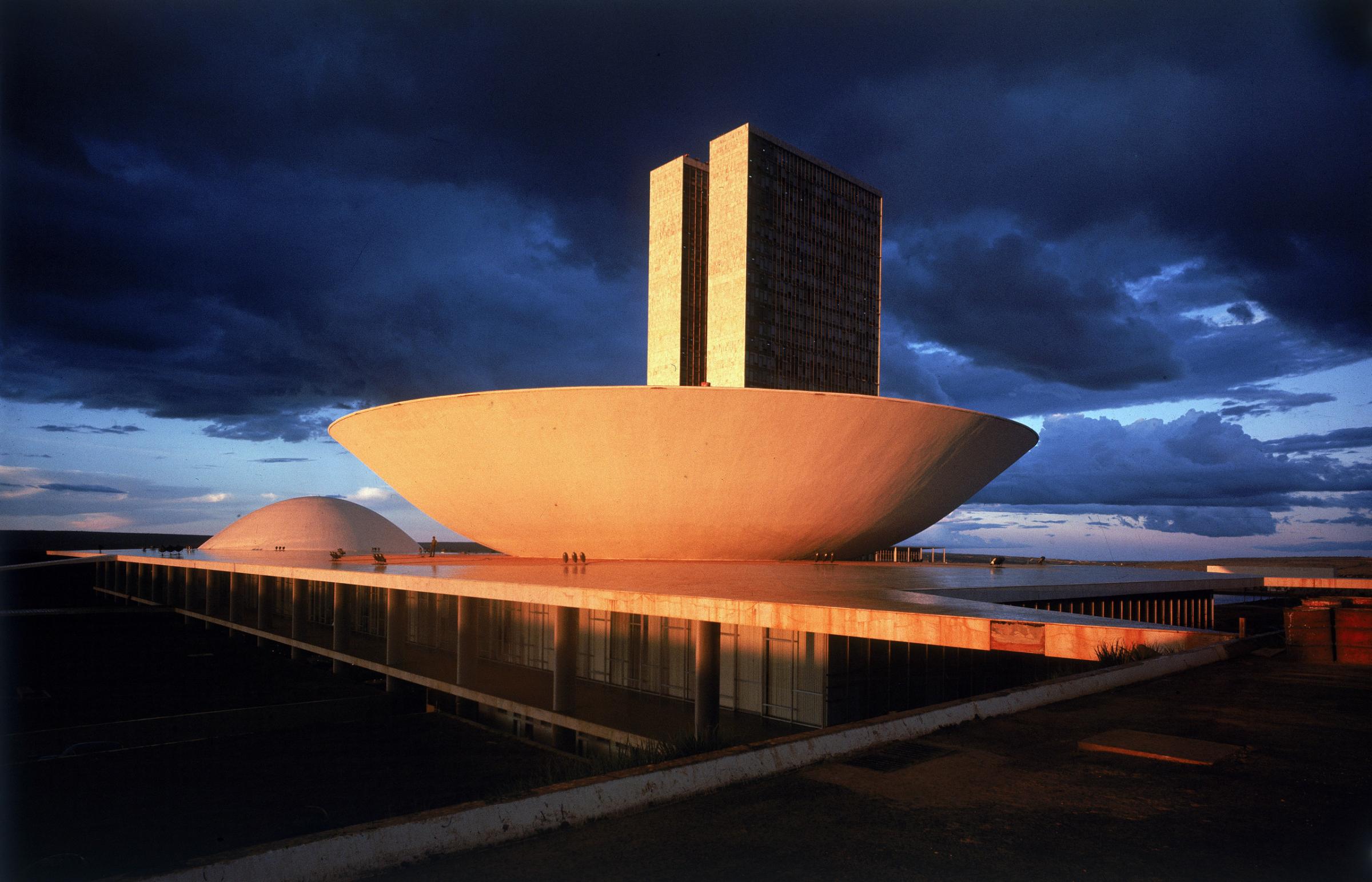 National Congress of Brazil, designed by architect Oscar Niemeyer, 1961.