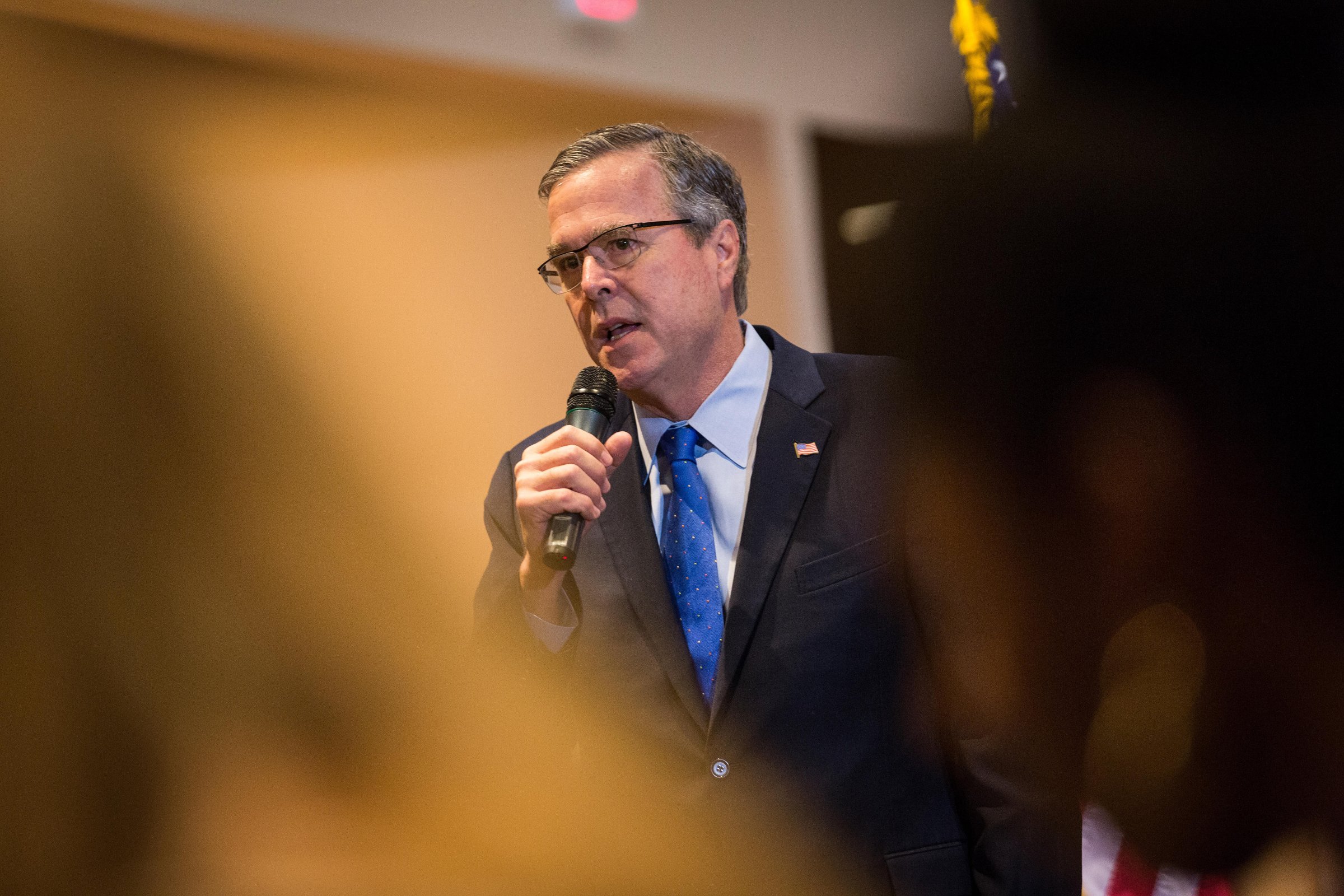 Former Florida Governor and potential Republican presidential candidate Jeb Bush speaks to supporters at an early morning GOP breakfast event in Myrtle Beach, South Carolina, on March 18, 2015.