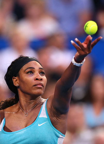 Serena Williams in a match during the 2015 Hopman Cup in Perth, Australia on Jan. 10, 2015
