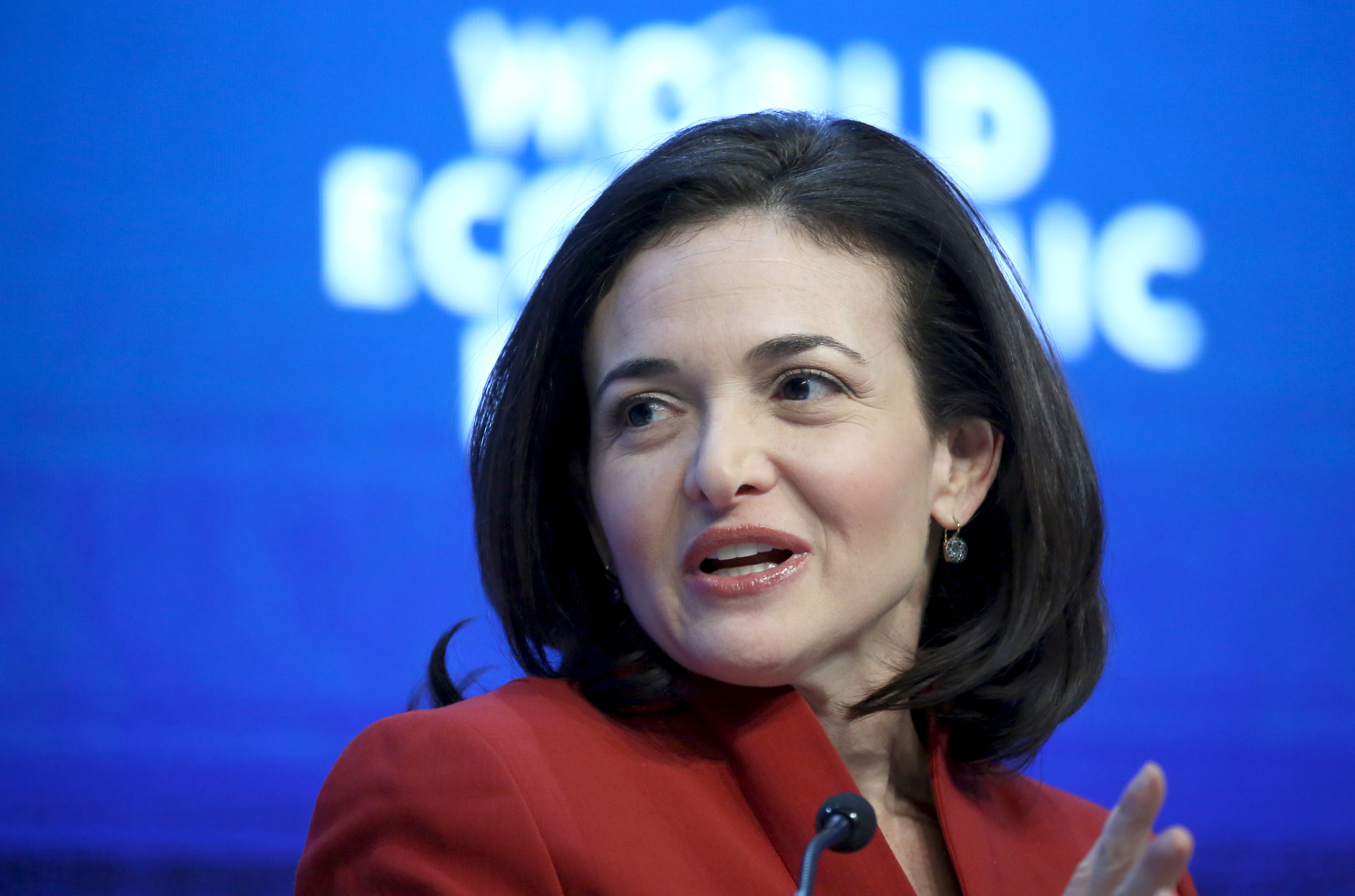Sheryl Sandberg, billionaire and chief operating officer of Facebook Inc., speaks during a session on day two of the World Economic Forum (WEF) in Davos, Switzerland, on Thursday, Jan. 22, 2015. (Chris Ratcliffe—Bloomberg/Getty Images)