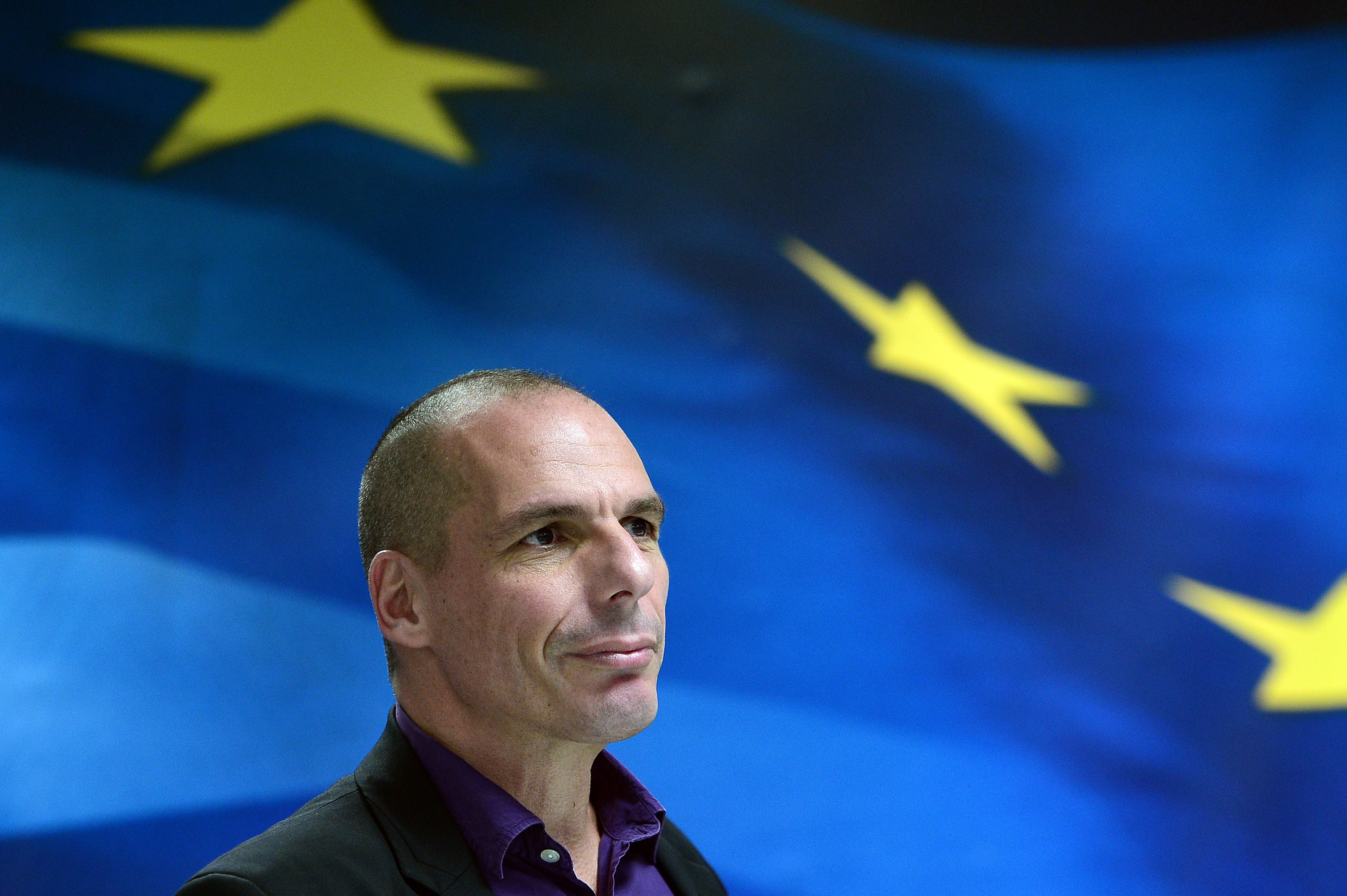 Greek Finance Minister Yanis Varoufakis arrives to present his ministry's new secretaries at a press conference in Athens on March 4, 2015. (Louisa Gouliamaki—AFP/Getty Images)