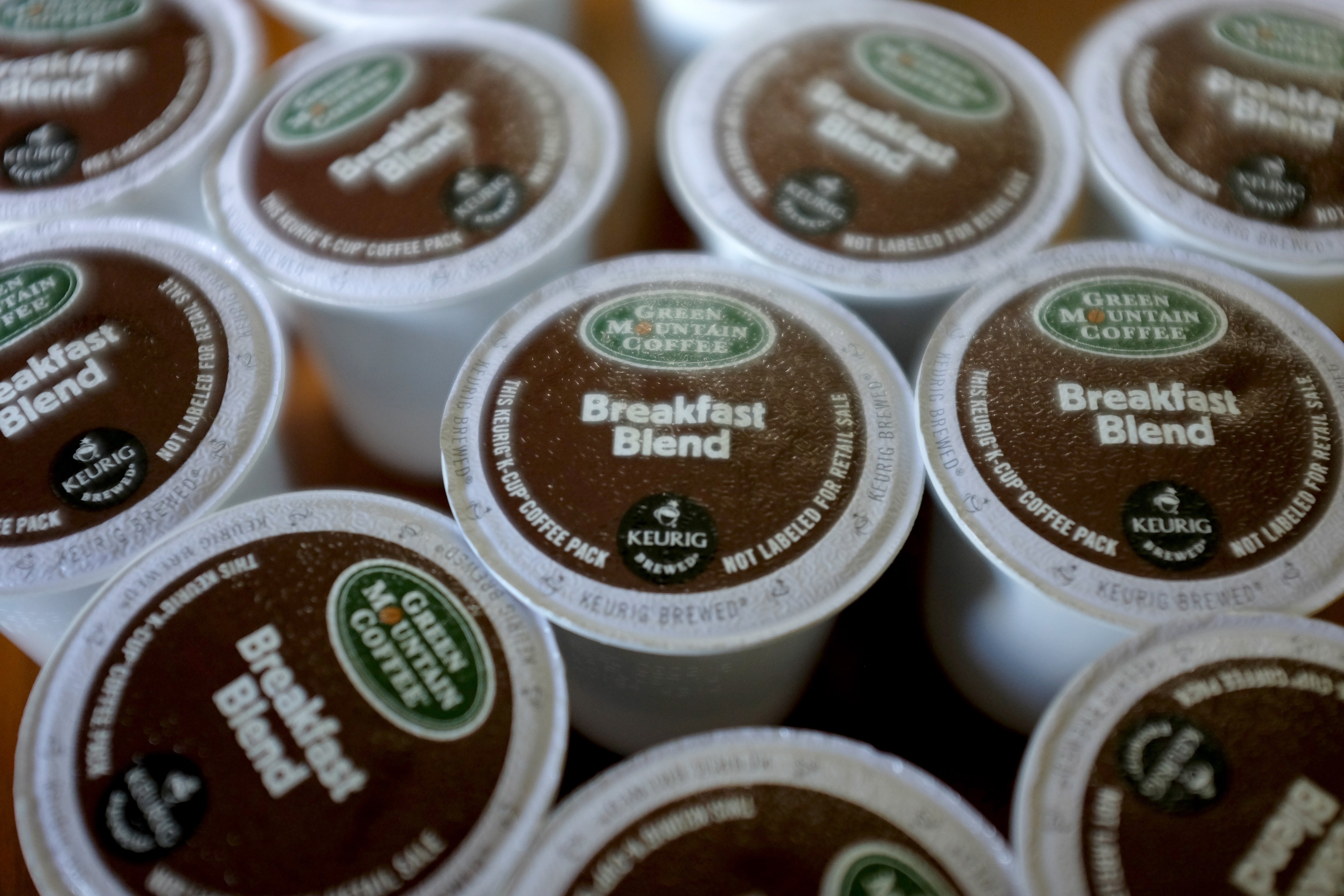 In this photo illustration, Keurig Green Mountain Inc. K-Cup coffee packs are seen on March 5, 2015 in Miami, Florida. (Joe Raedle—2015 Getty Images)
