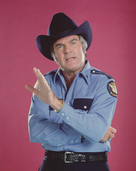 Actor James Best as Sheriff Roscoe P. Coltrane on the television series 'The Dukes of Hazzard,' 1982.