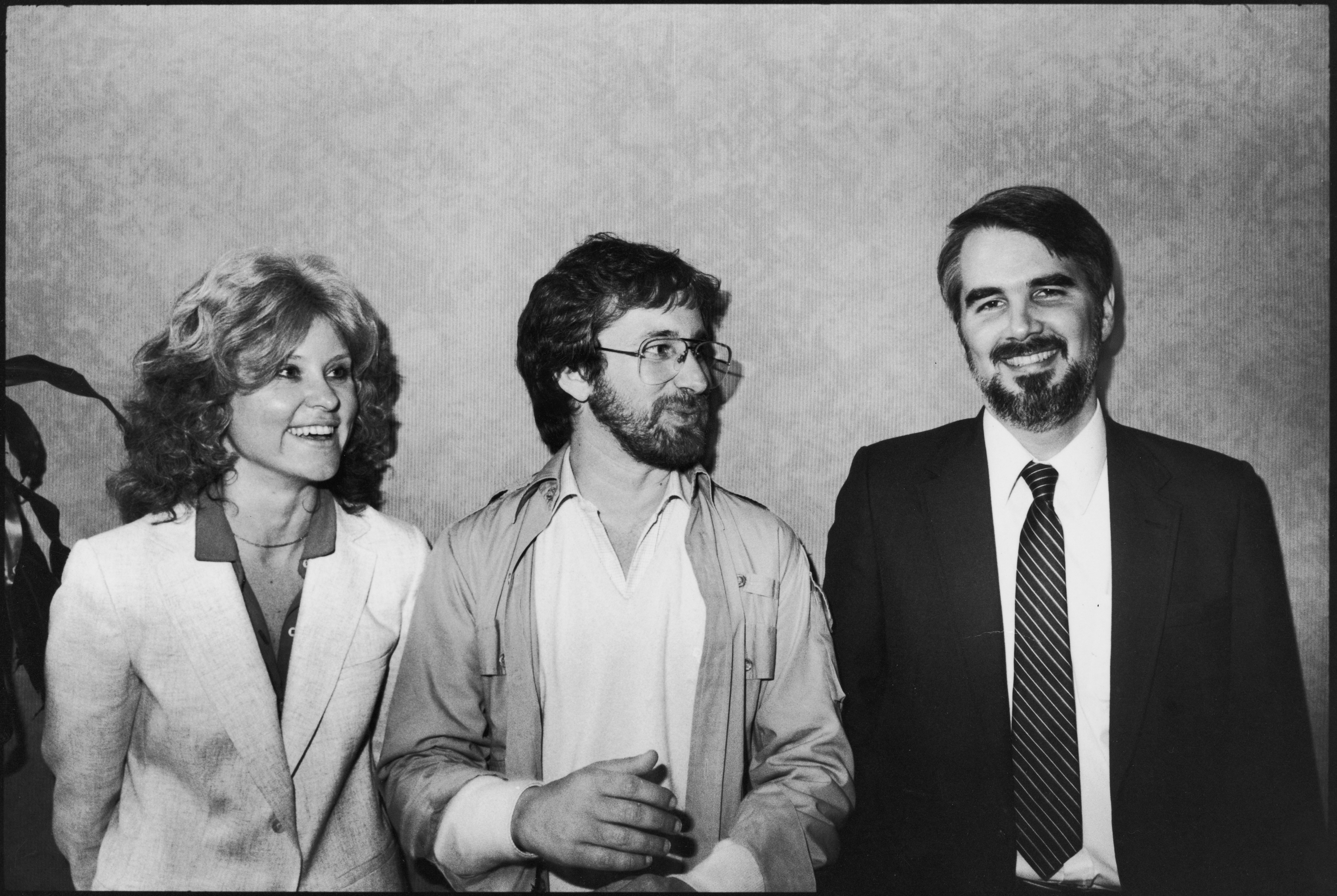 TIME writer Martha Smilgis, Associate Editor Richard Corliss (R) wtih film director Steven Spielberg. (Ted Thai—The LIFE Picture Collection/Getty Images)