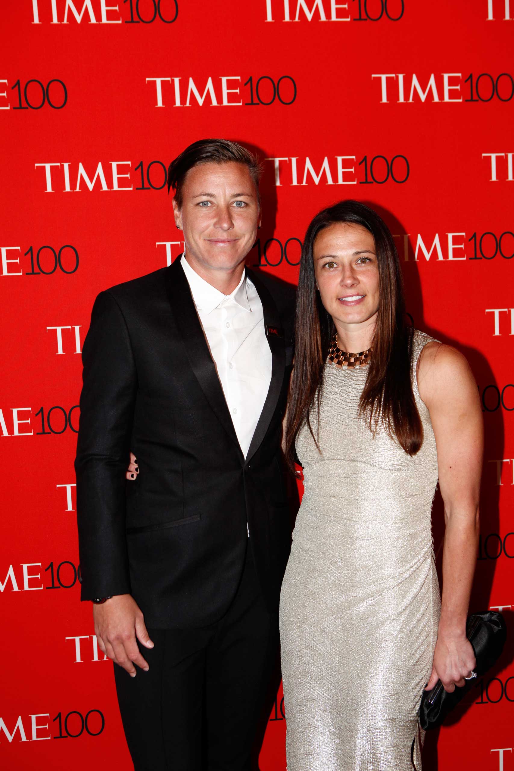 Abby Wambach and Sarah Huffman attend the TIME 100 Gala at Lincoln Center in New York City on Apr. 21, 2015.