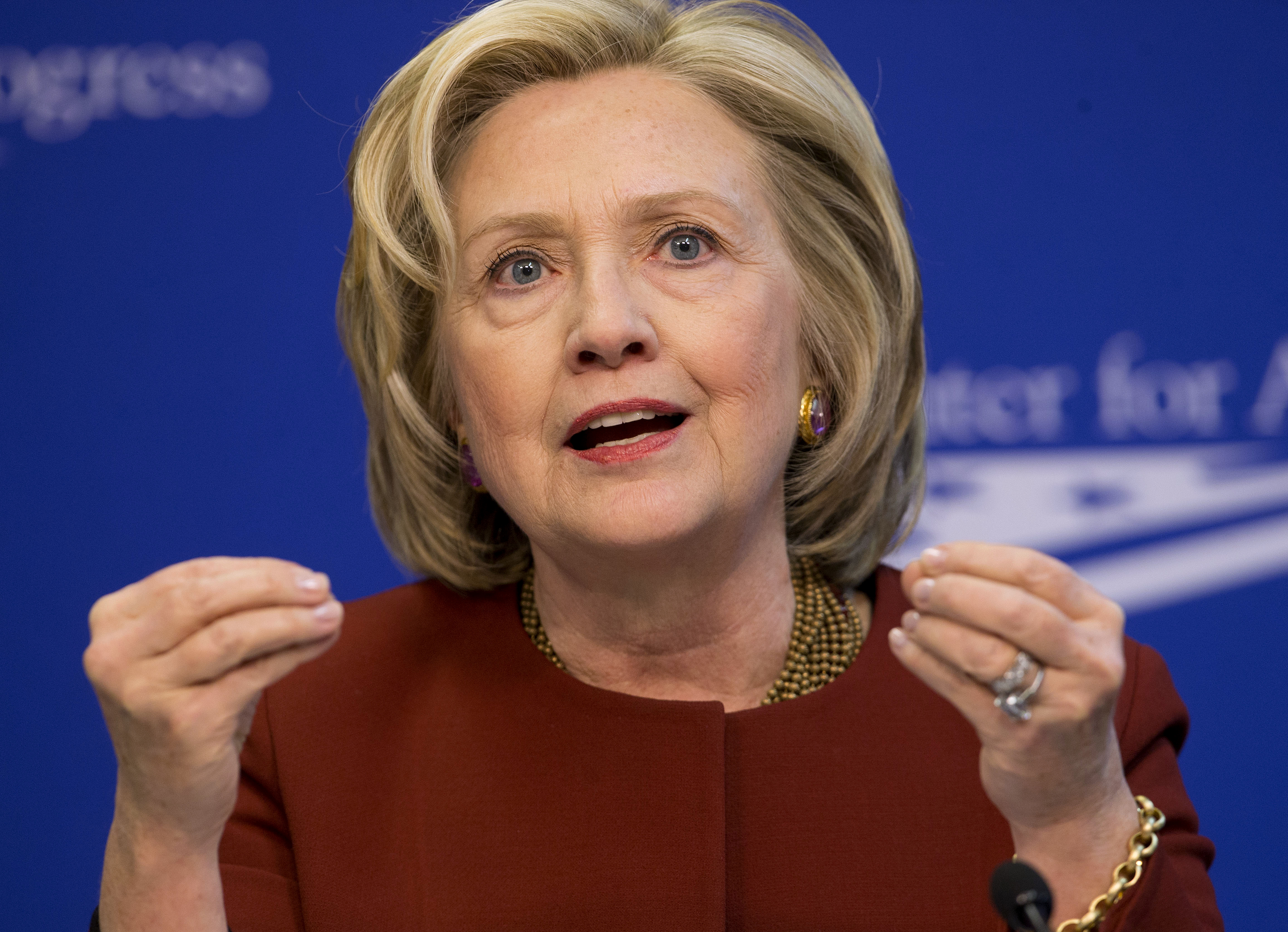 Hillary Rodham Clinton speaks in Washington on March 23, 2015. (Pablo Martinez Monsivais—AP)