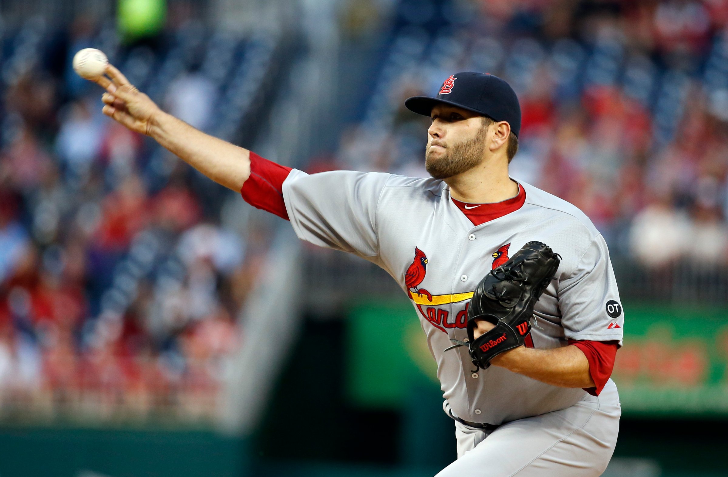 St. Louis Cardinals pitcher Lance Lynn during a game against the Washington Nationals in Washington on April 21, 2015.