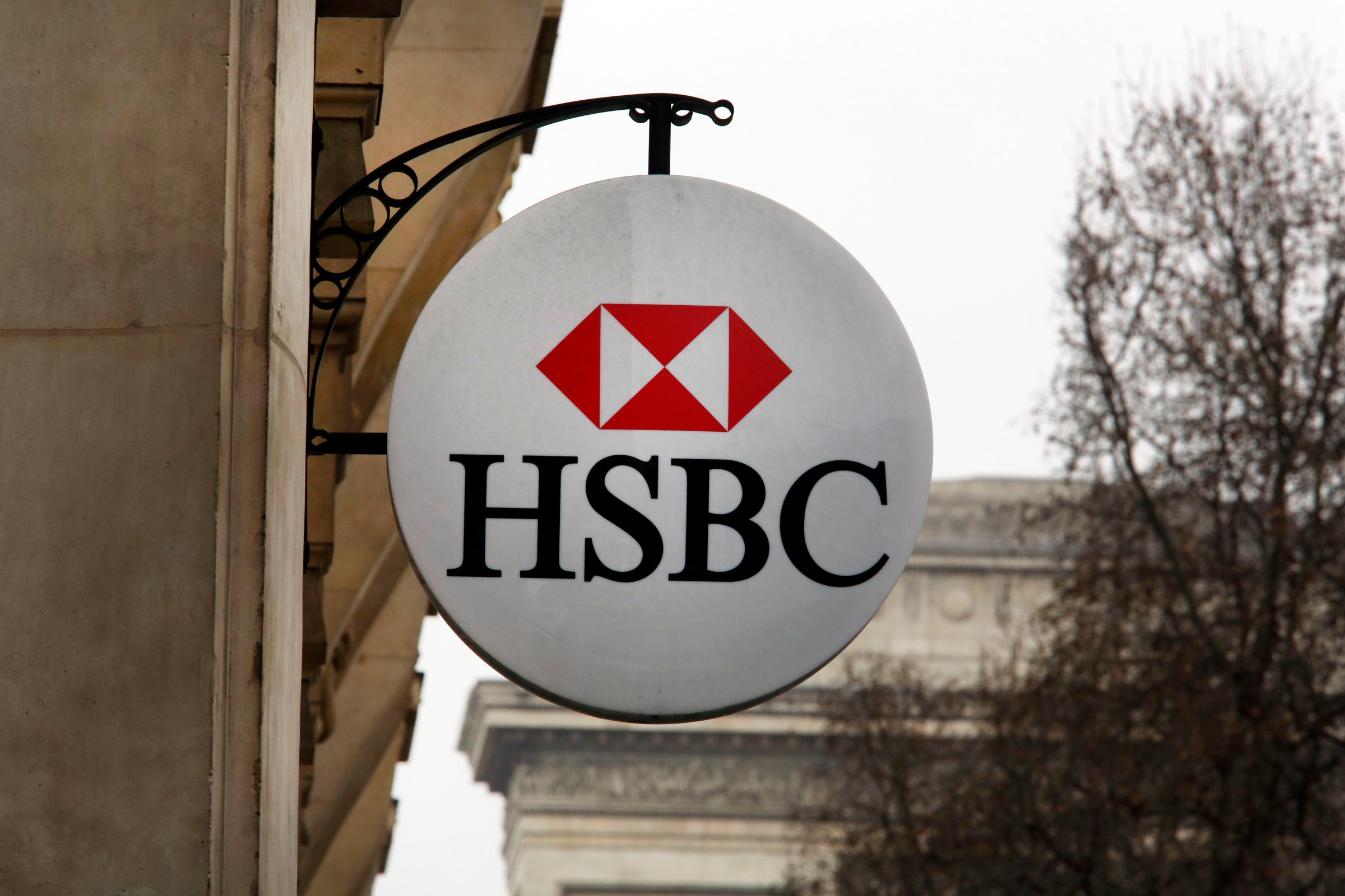 The HSBC logo on the facade of HSBC France headquarters in Paris on Feb. 9, 2015.