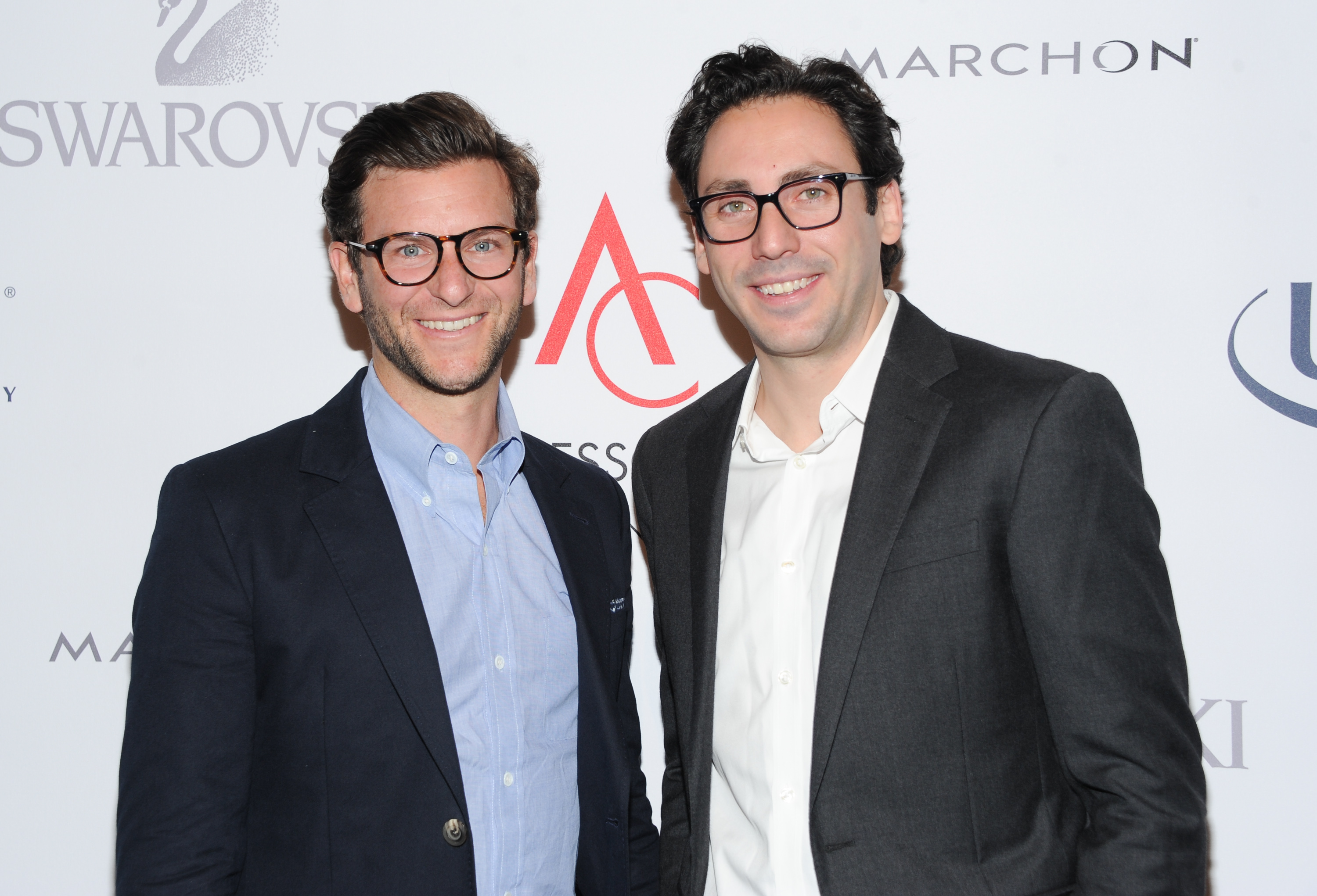 Warby Parker founders David Gilboa (L) and Neil Blumenthal attend the 17th Annual ACE Awards in New York City on Nov. 4, 2013.