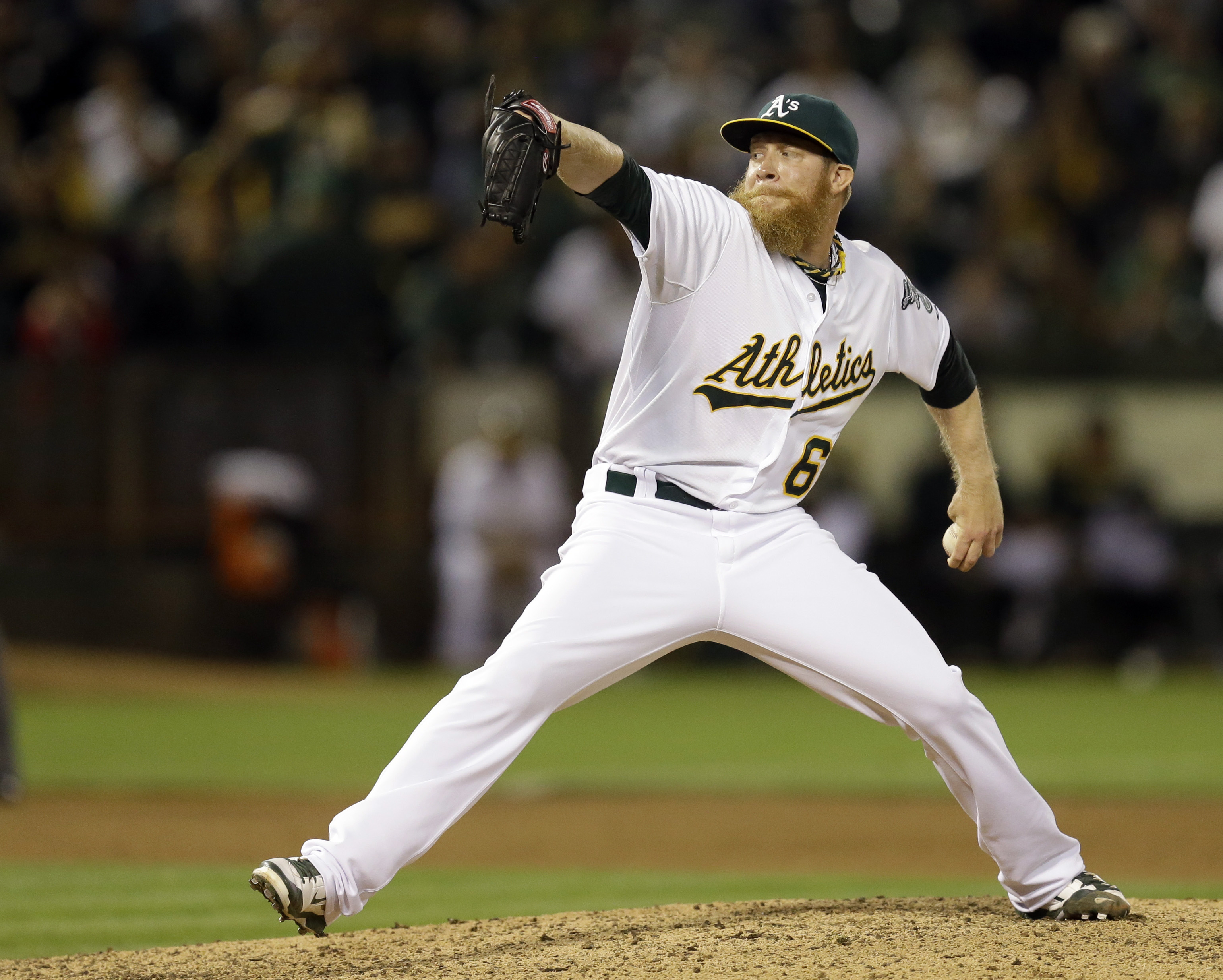 Oakland Athletics' Sean Doolittle during a game against the Tampa Bay Rays in Oakland, Calif. on Aug. 5, 2014. (Ben Margot—AP)