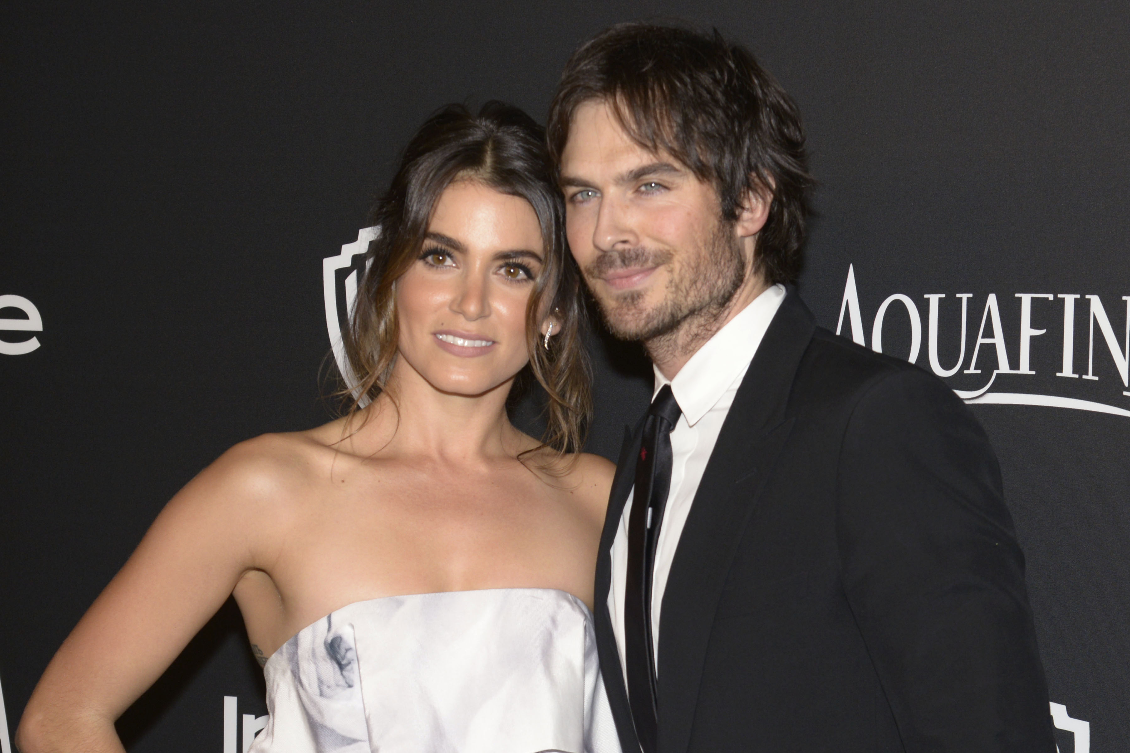Nikki Reed and Ian Somerhalder at the InStyle and Warner Bros. Golden Globe Awards after party held at the Beverly Hilton in Los Angeles on Jan. 11, 2015 (Daniel Torok—AP)