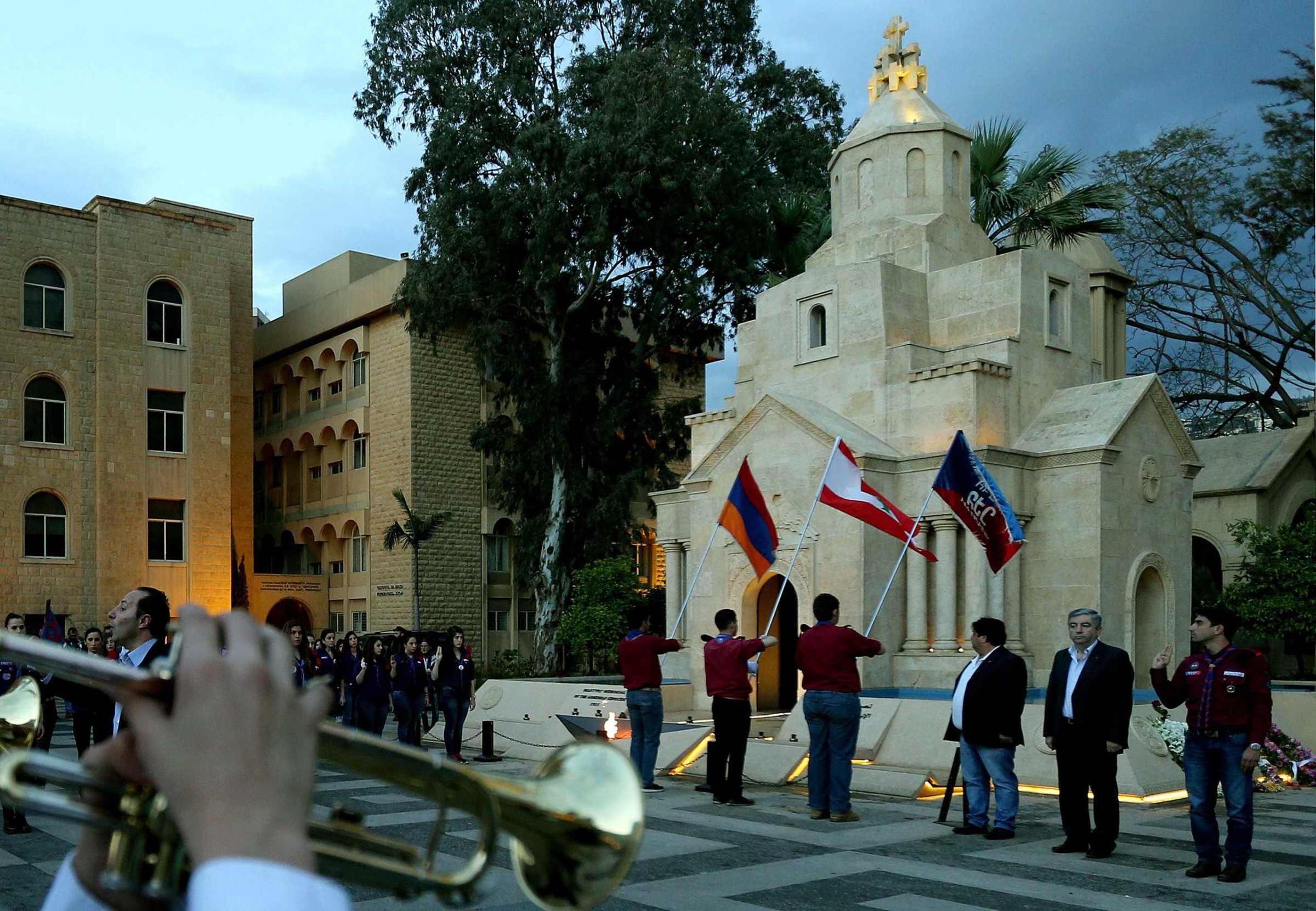 A ceremony at the Armenian Martyrs memorial north of Beirut on April 23, 2015.