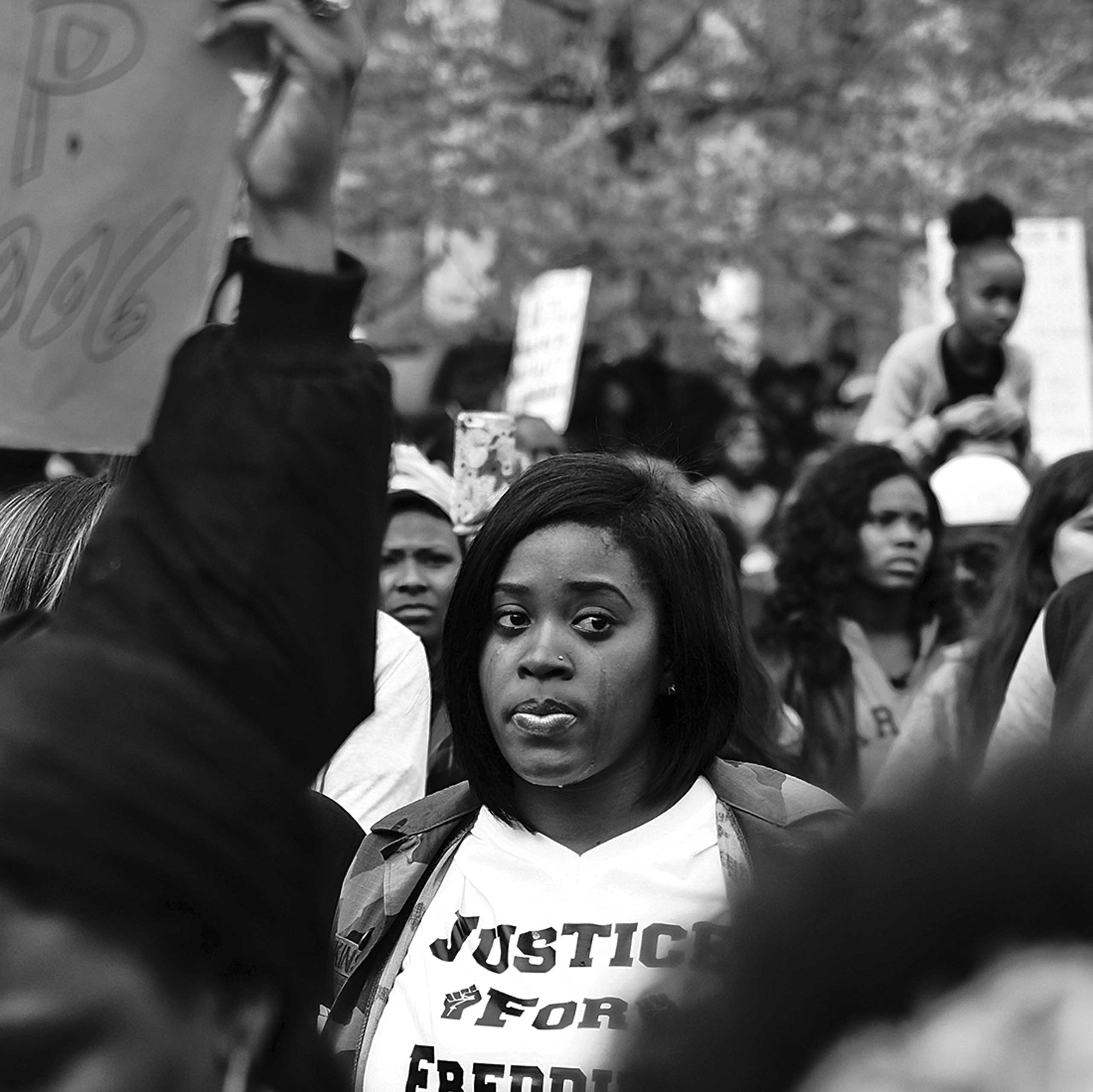 Protestor at city hall In Baltimore on April 25, 2015.