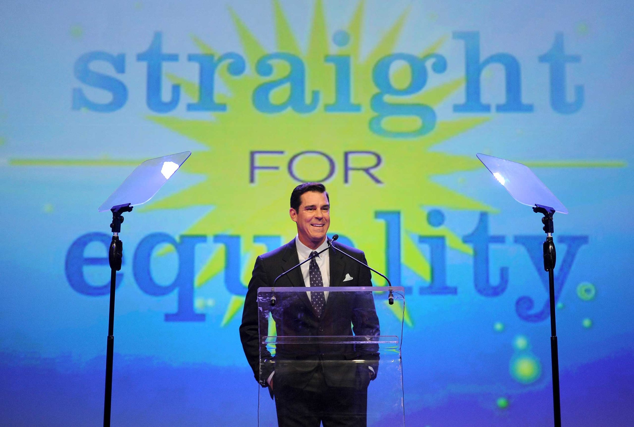 MLB Ambassador for Inclusion Billy Bean speaks onstage at the 7th Annual PFLAG National Straight For Equality Awards Gala at The New York Marriott Marquis in New York on March 30, 2015.