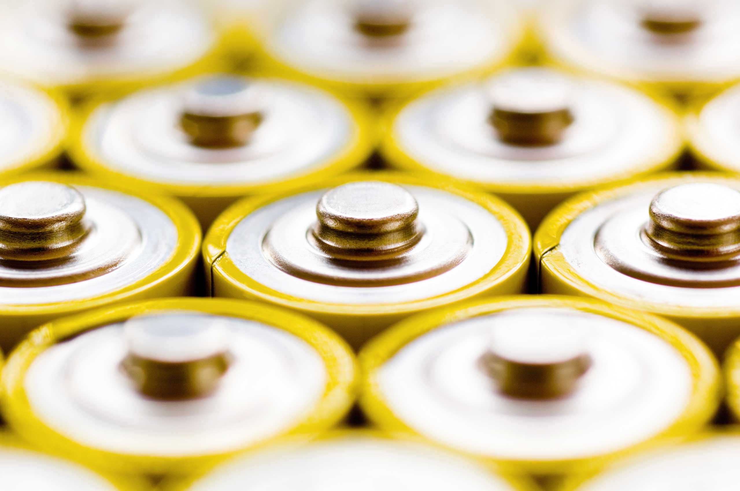 Tops of batteries, close-up