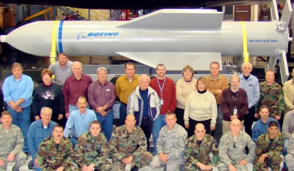 A mockup of the Massive Ordnance Penetrator at Whiteman Air Force Base, Mo. (Boeing)
