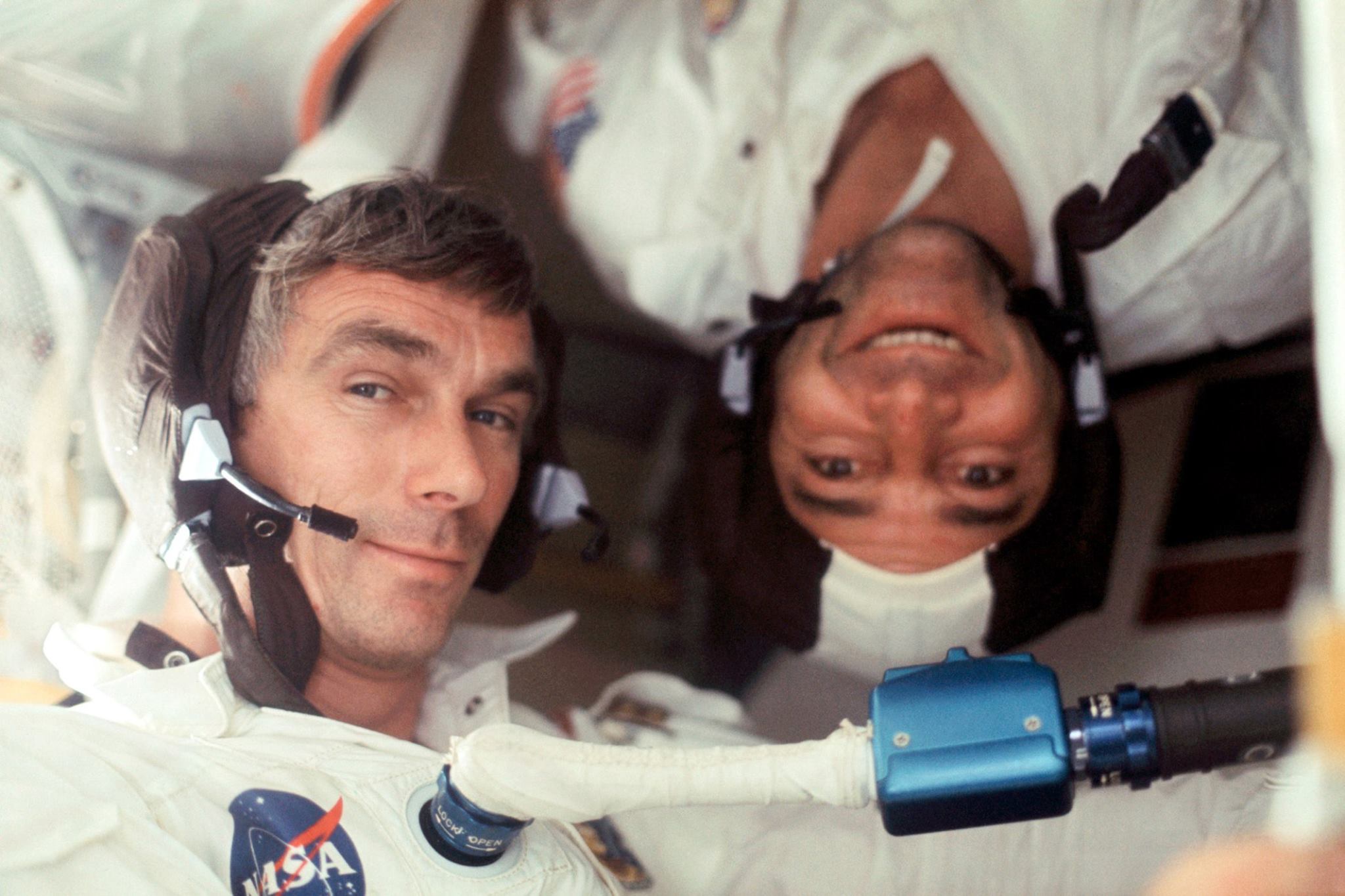 Good times: Gene Cernan (left) and fellow moon walker Jack Schmitt, during the Apollo 17 mission, photographed by crew mate Ron Evans
