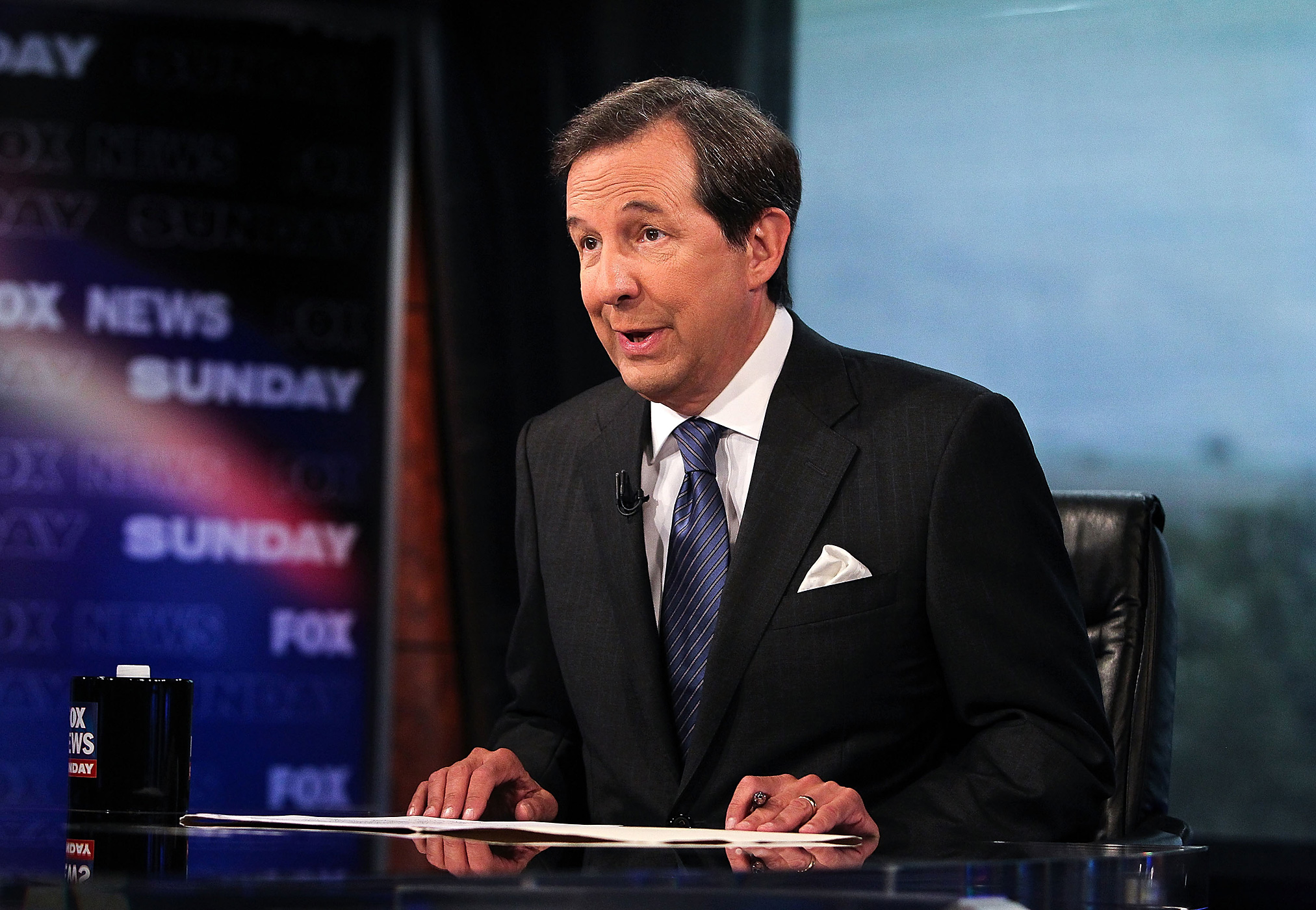 Chris Wallace on <i>FOX News Sunday</i> in 2012 in Washington, DC. (Paul Morigi—Getty Images)