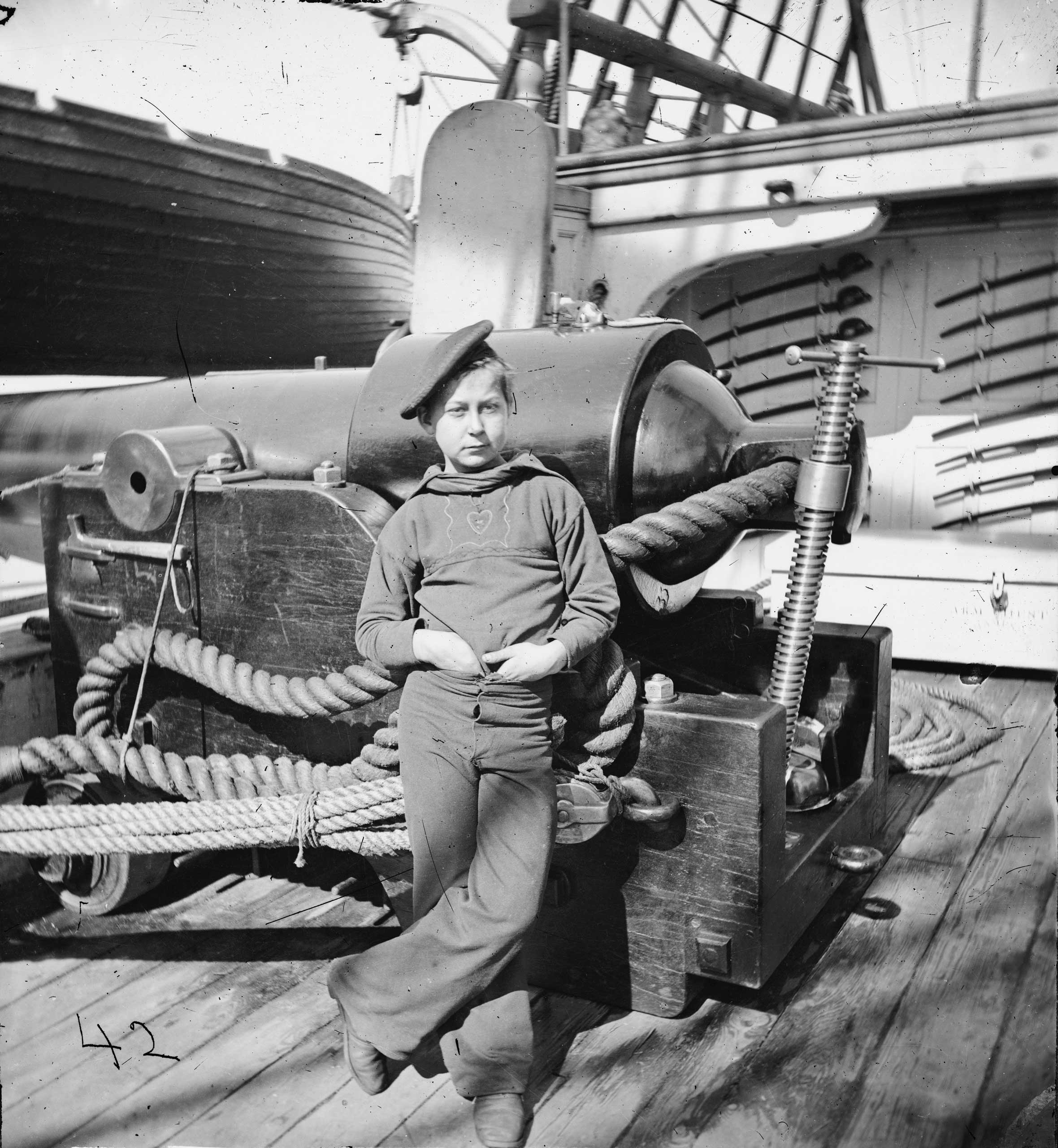 Powder boy by gun of U.S.S. New Hampshire off  the coast of Charleston, S.C., 1860.