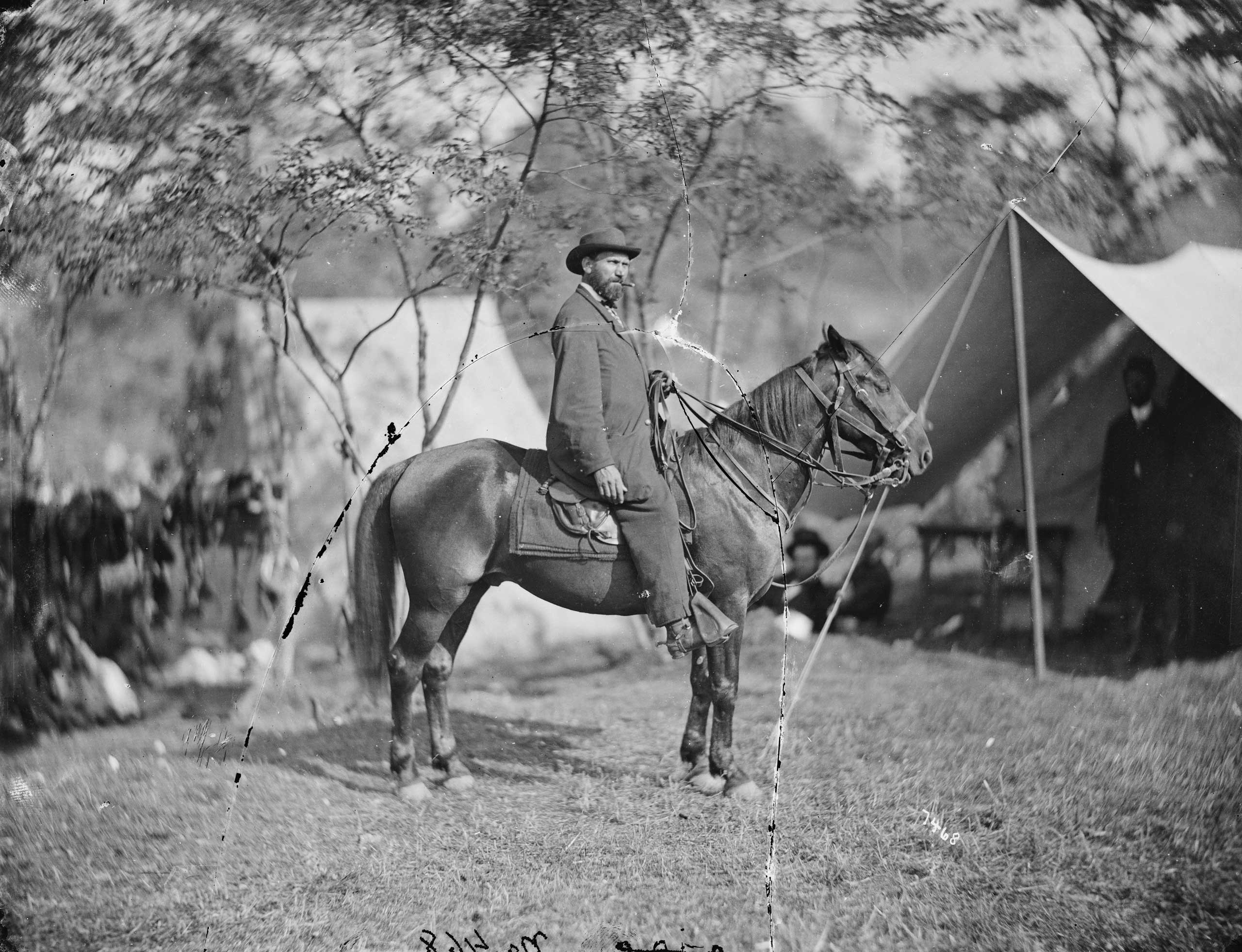Allan Pinkerton ( E. J. Allen ) of the Secret Service on horseback in Antietam, Md., Oct. 1862.
